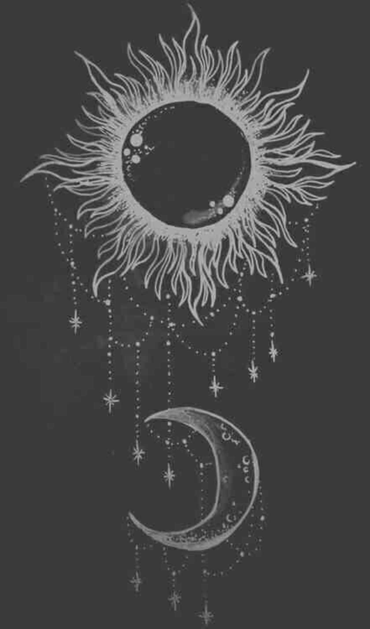 Gothic iPhone, sun, crescent moon, Full HD Phone Wallpaper