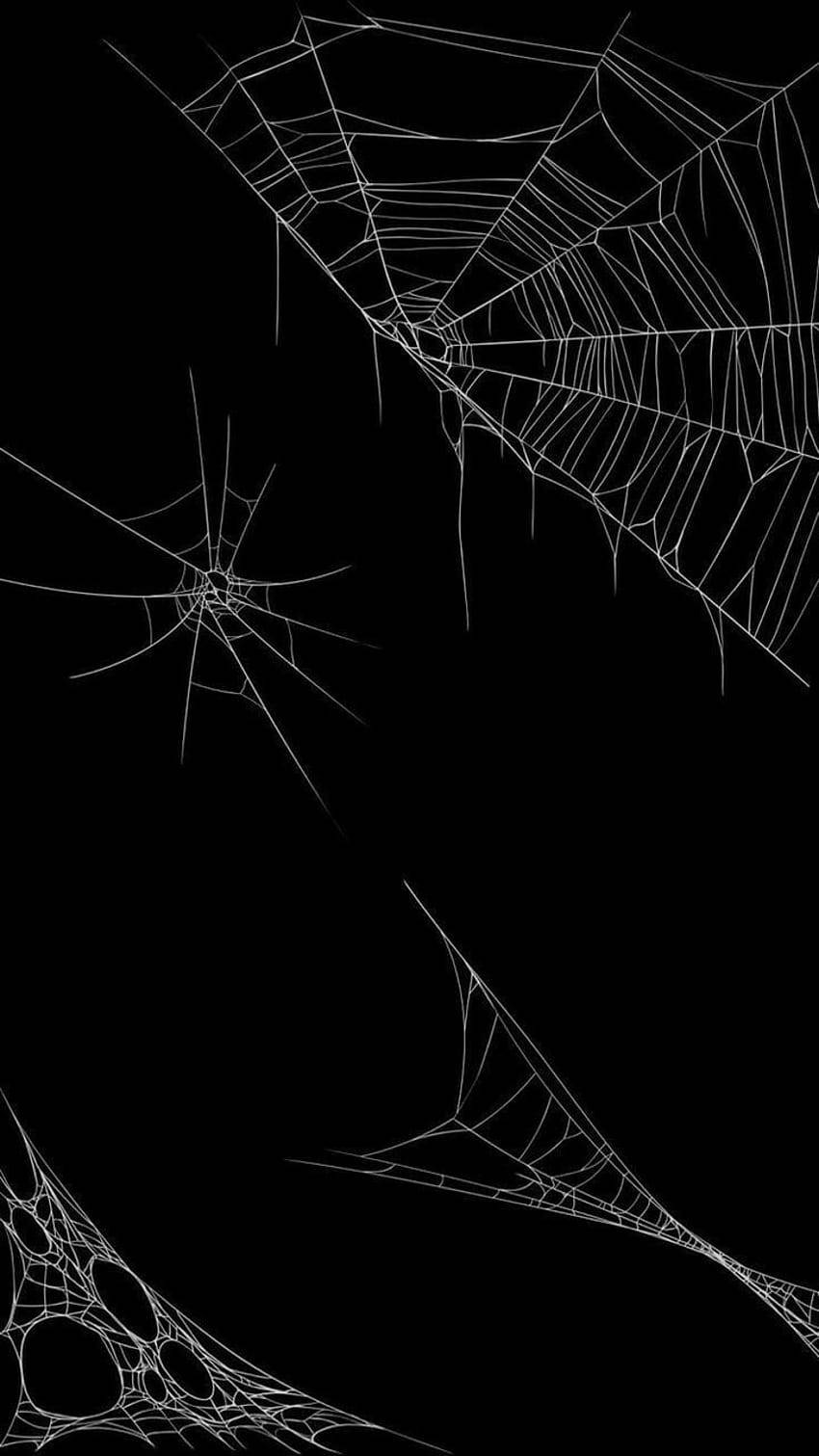 Gothic Phone, white spiderwebs, stark black background, HD Phone Wallpaper