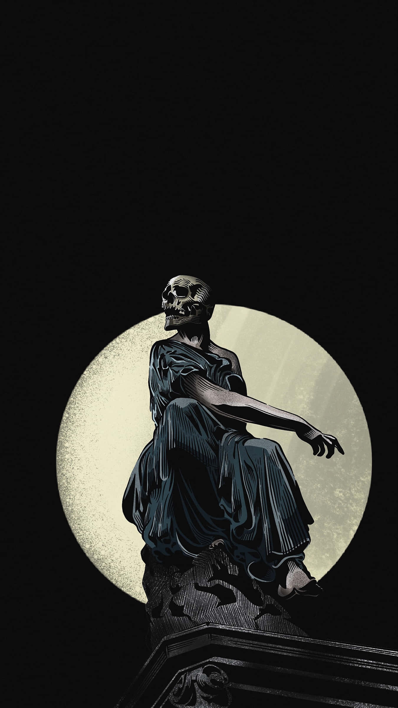 Gothic iPhone, skeletal figure, dark robes, Full HD Phone Wallpaper