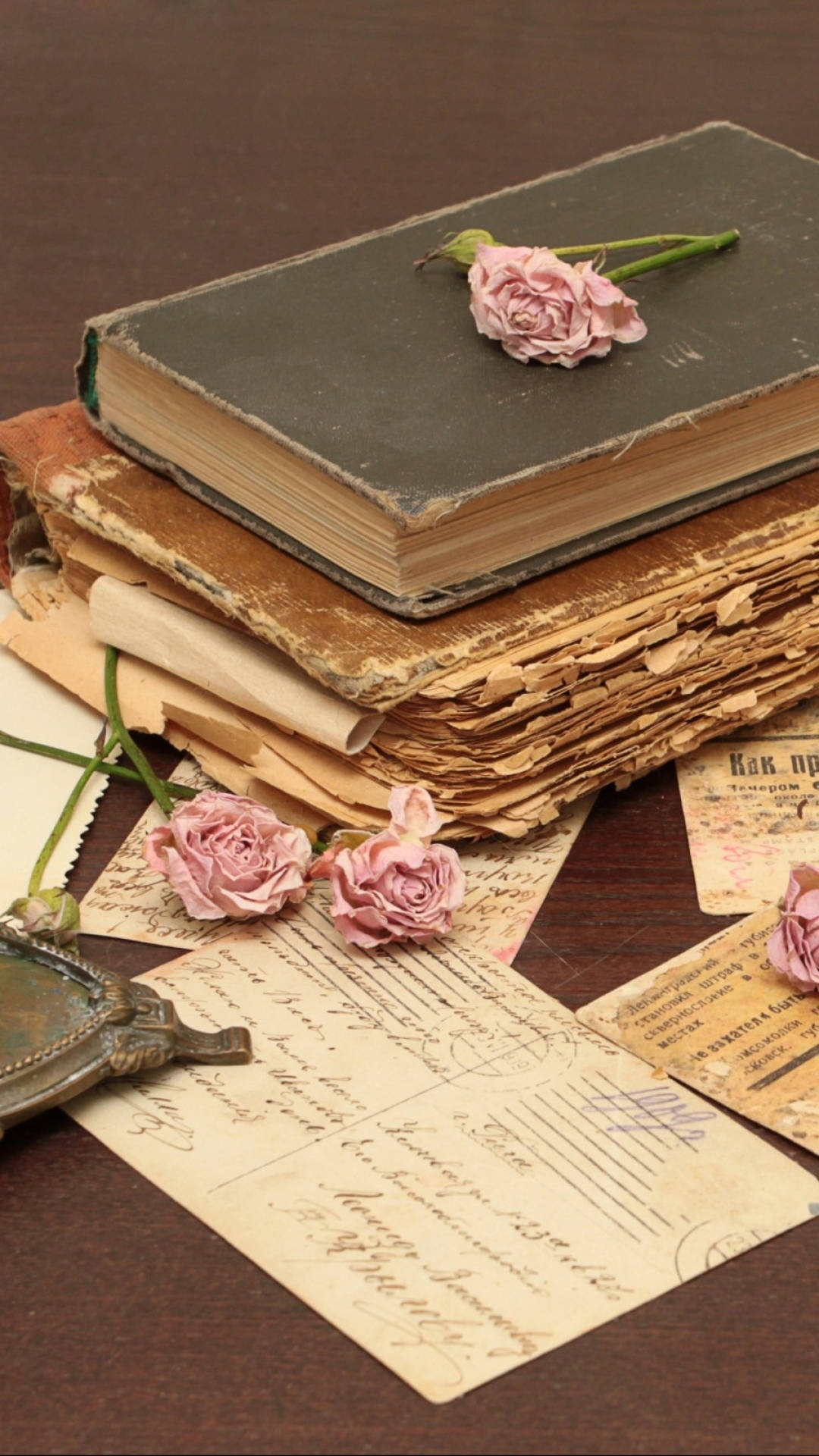 vintage iPhone, romantic, old book, Full HD Phone Wallpaper