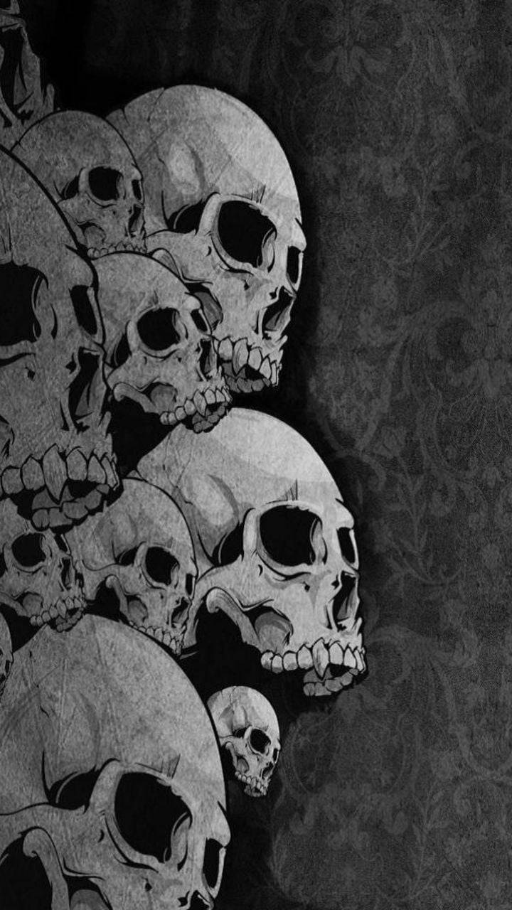 Gothic Phone, human skulls, monochrome, HD Phone Wallpaper