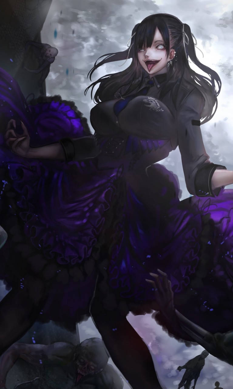 Gothic Phone, purple ruffled dress, glowing purple butterfly, HD Phone Wallpaper