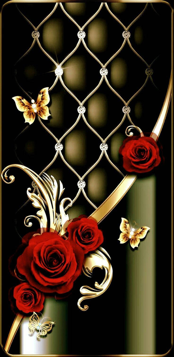 Gothic Phone, golden lattice, sparkling diamonds, HD Phone Wallpaper