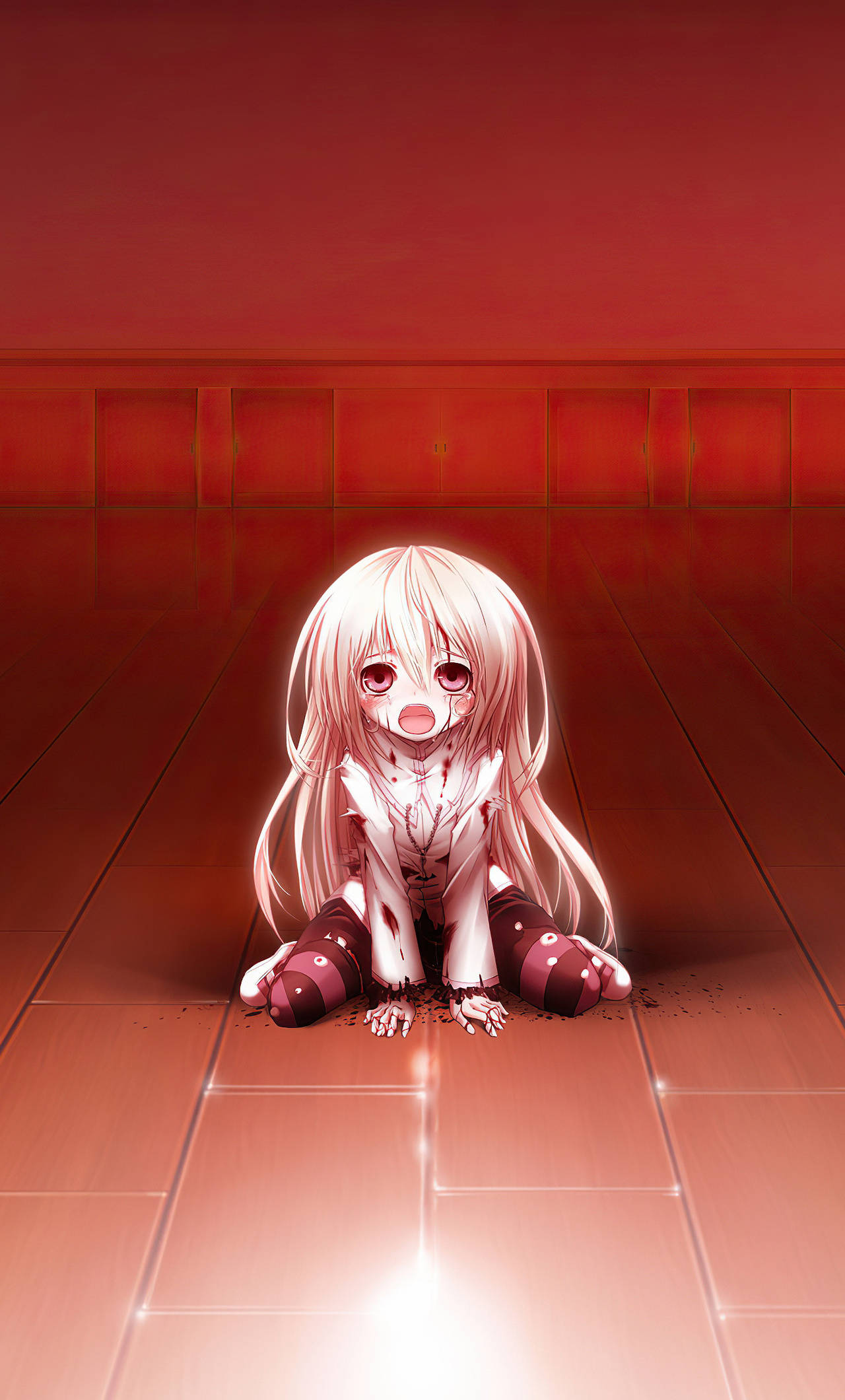 Gothic Phone, white hair, bloodied clothes, Full HD Phone Wallpaper