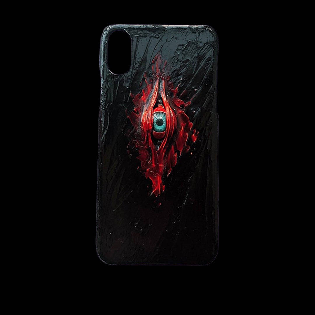 Gothic Phone, vivid blue eye, red organic tendrils, SD Desktop Wallpaper