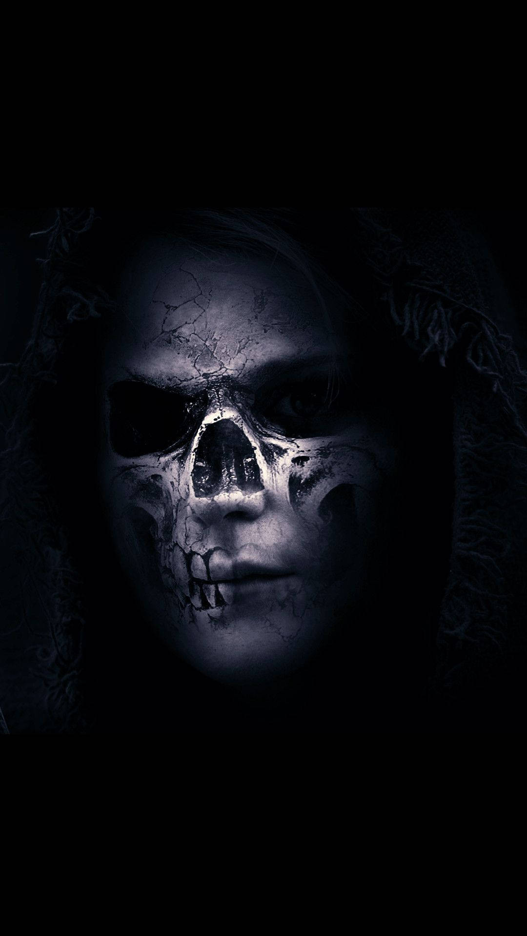 Gothic Phone, cracked skull mask, glowing, Full HD Phone Wallpaper