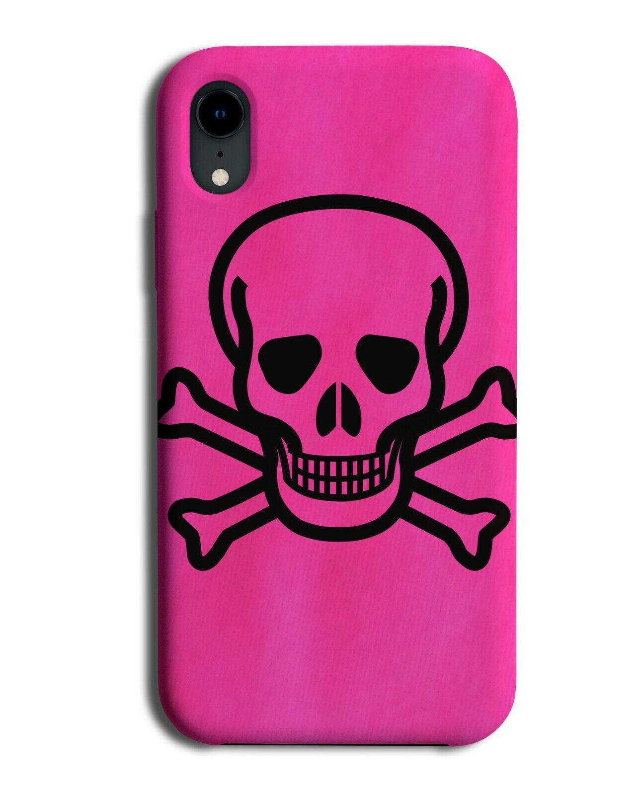 Gothic Phone, pink, black skull and crossbones, HD Phone Wallpaper