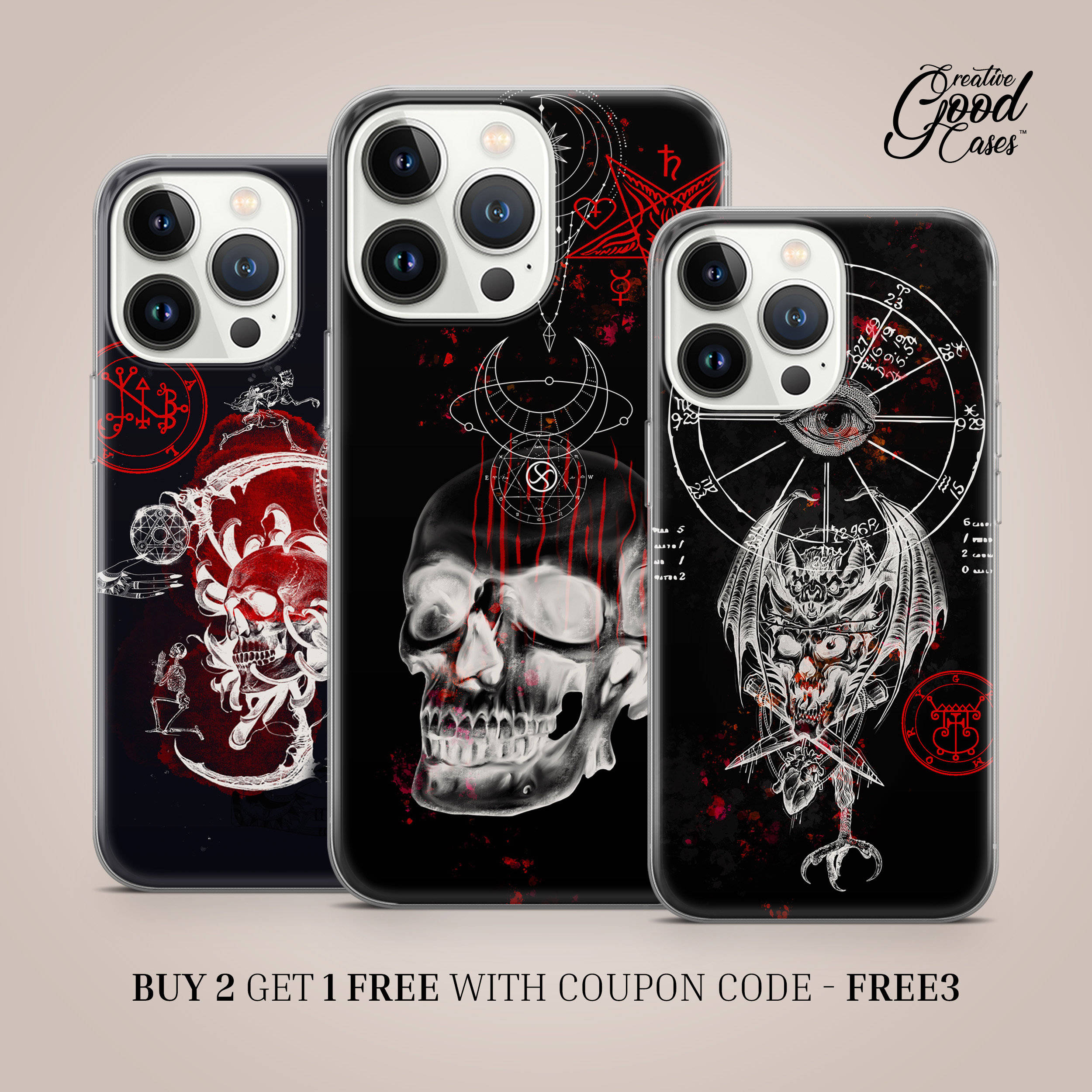 Gothic Phone, skulls, devils, Full HD Desktop Wallpaper