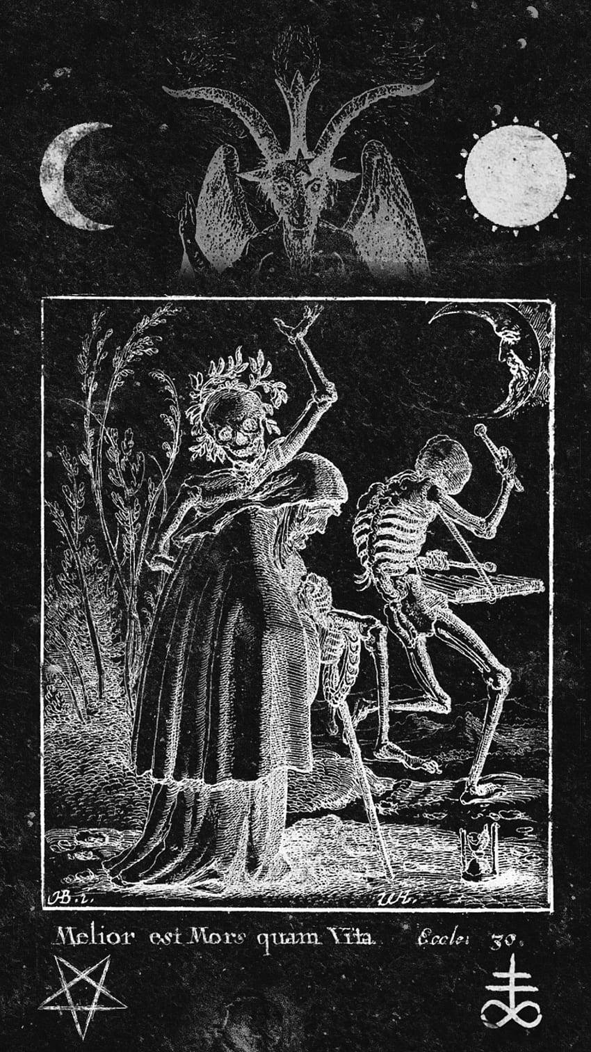 Gothic Phone, skeletal figures, goat-headed demon, HD Phone Wallpaper