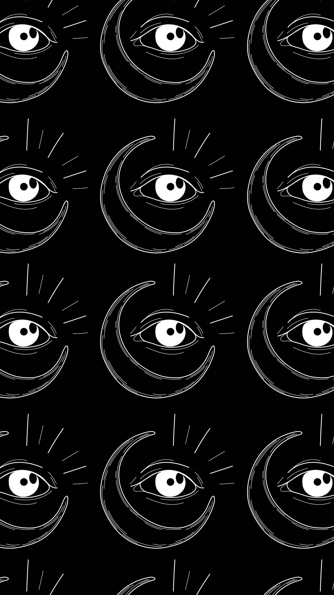 Gothic Phone, stylized eyes, crescent moons, Full HD Phone Wallpaper