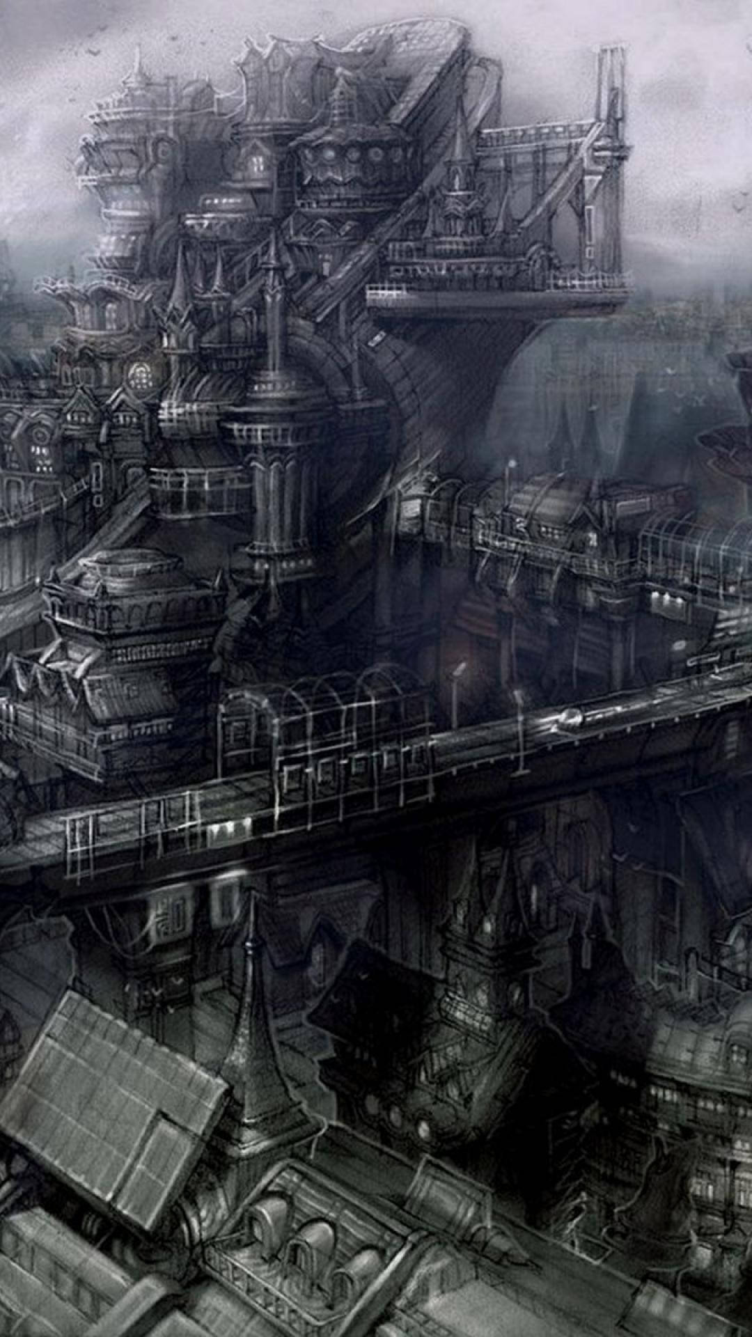 Gothic Phone, gothic cityscape, intricate architecture, Full HD Phone Wallpaper