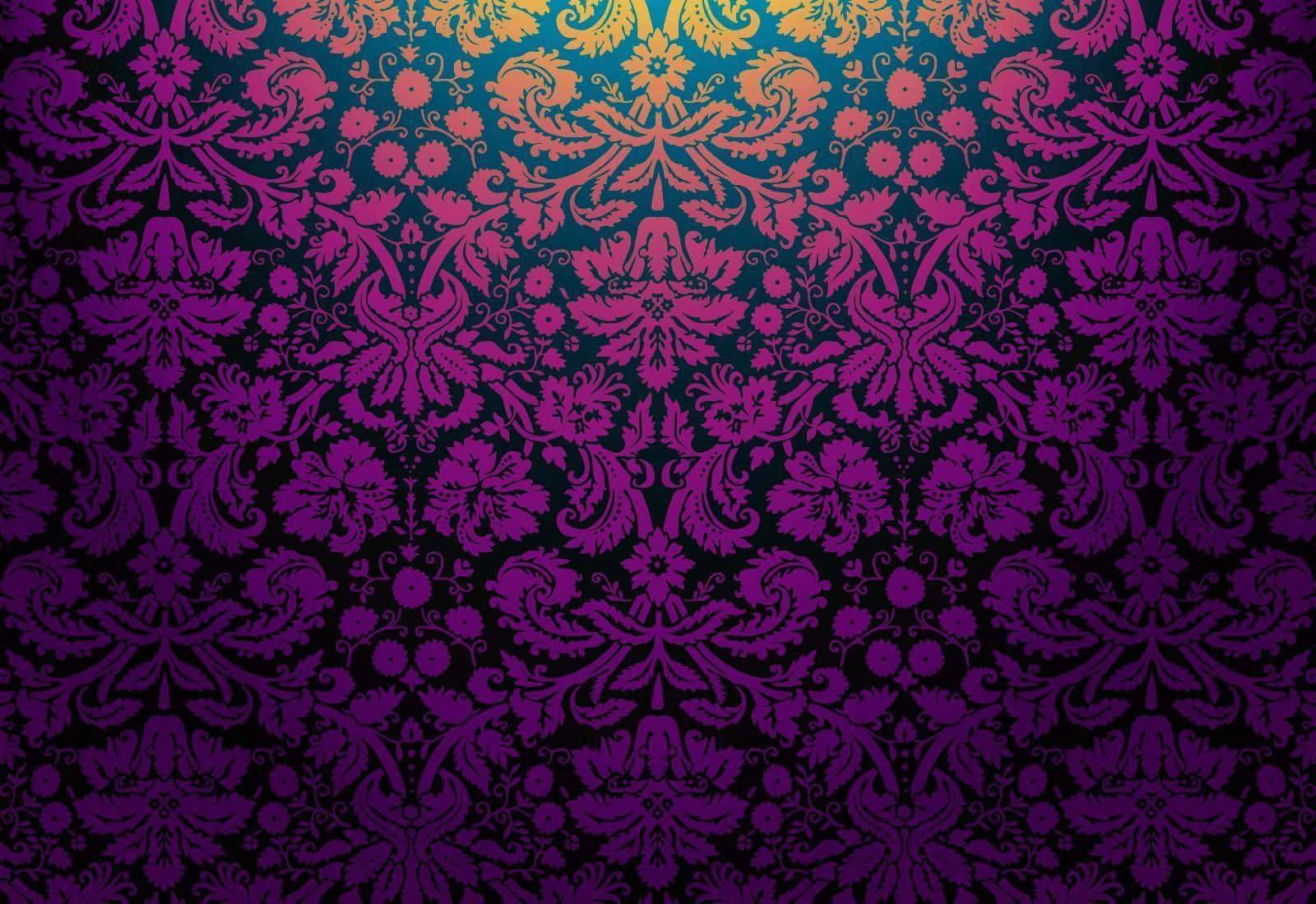 Purple Gothic, damask pattern, gradient purple to gold, HD Desktop Wallpaper