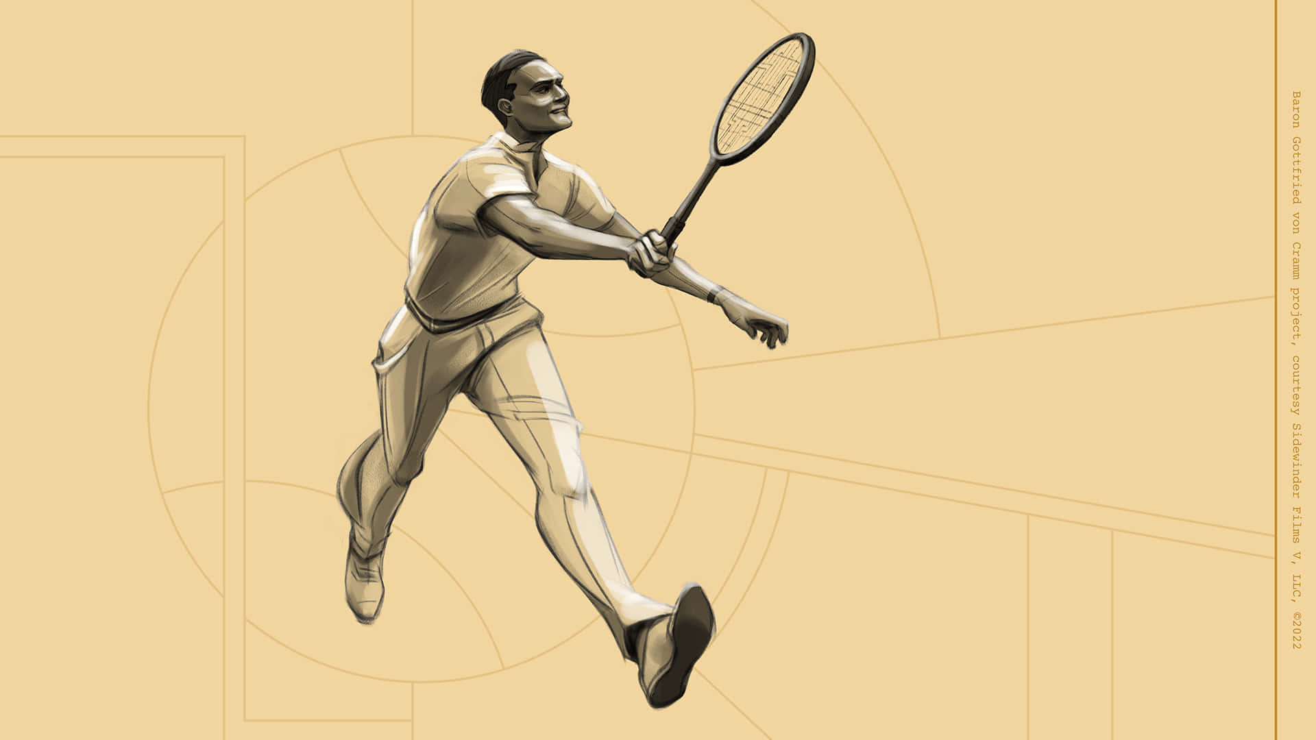 Gottfried Von Cramm, tennis player, minimalist beige background, Full HD Desktop Wallpaper