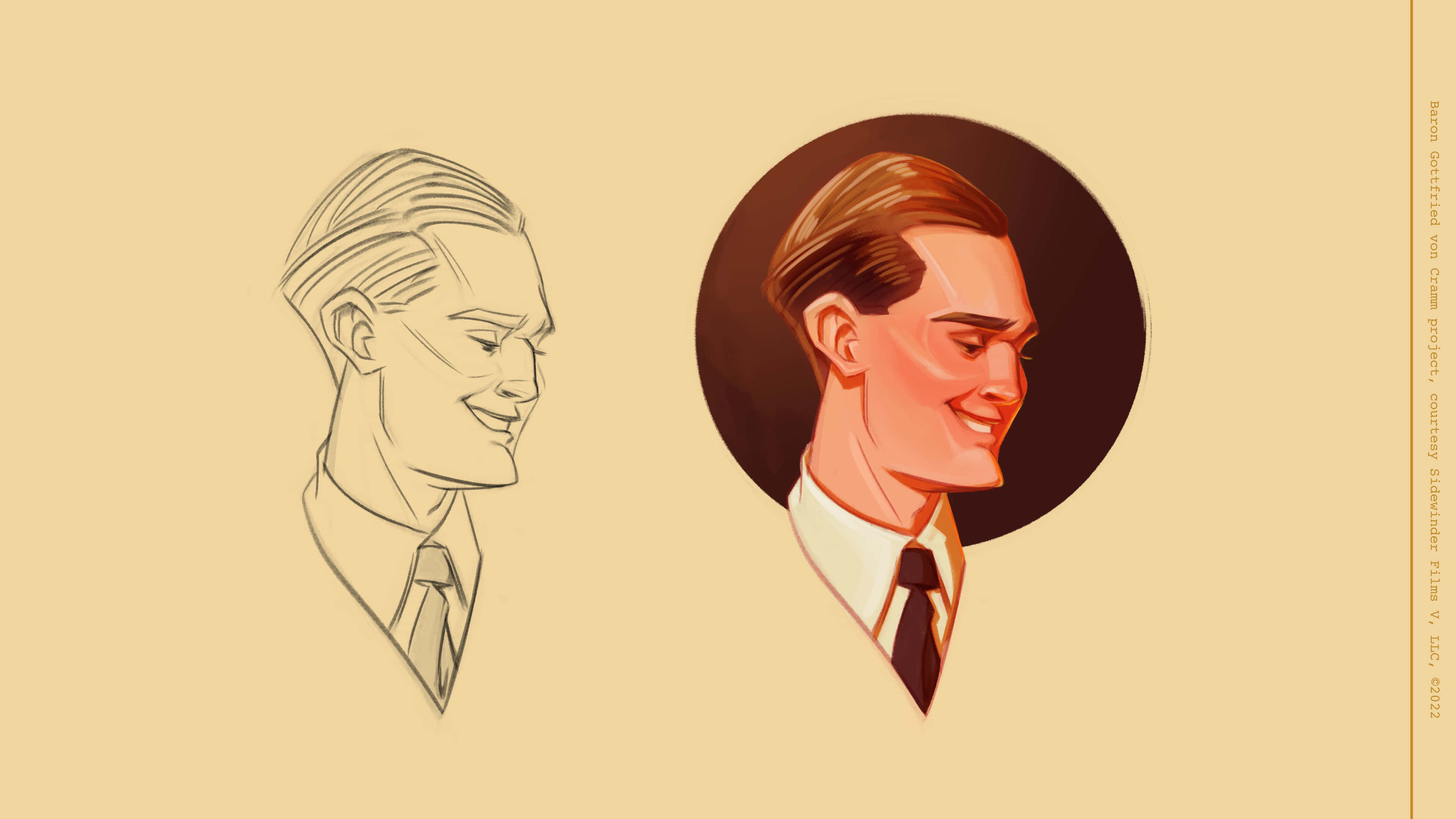 Gottfried Von Cramm, pencil sketch, vibrant colored version, 4K Desktop Wallpaper