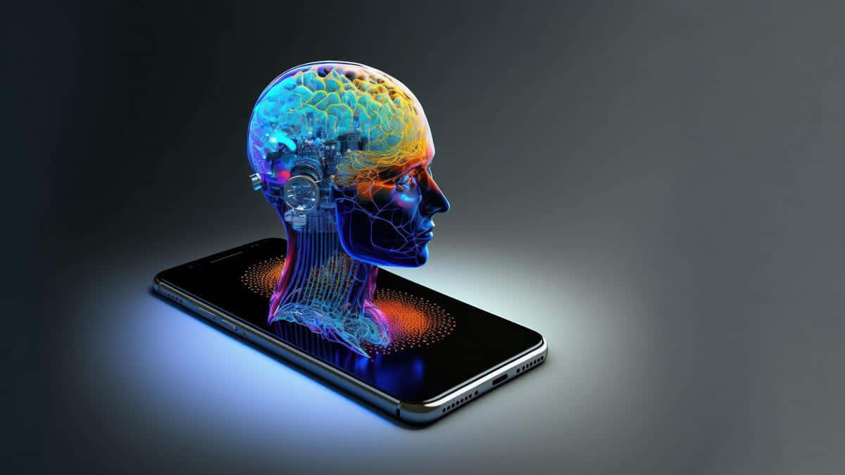 GPT-4, glowing translucent human head, colorful brain, SD Desktop Wallpaper