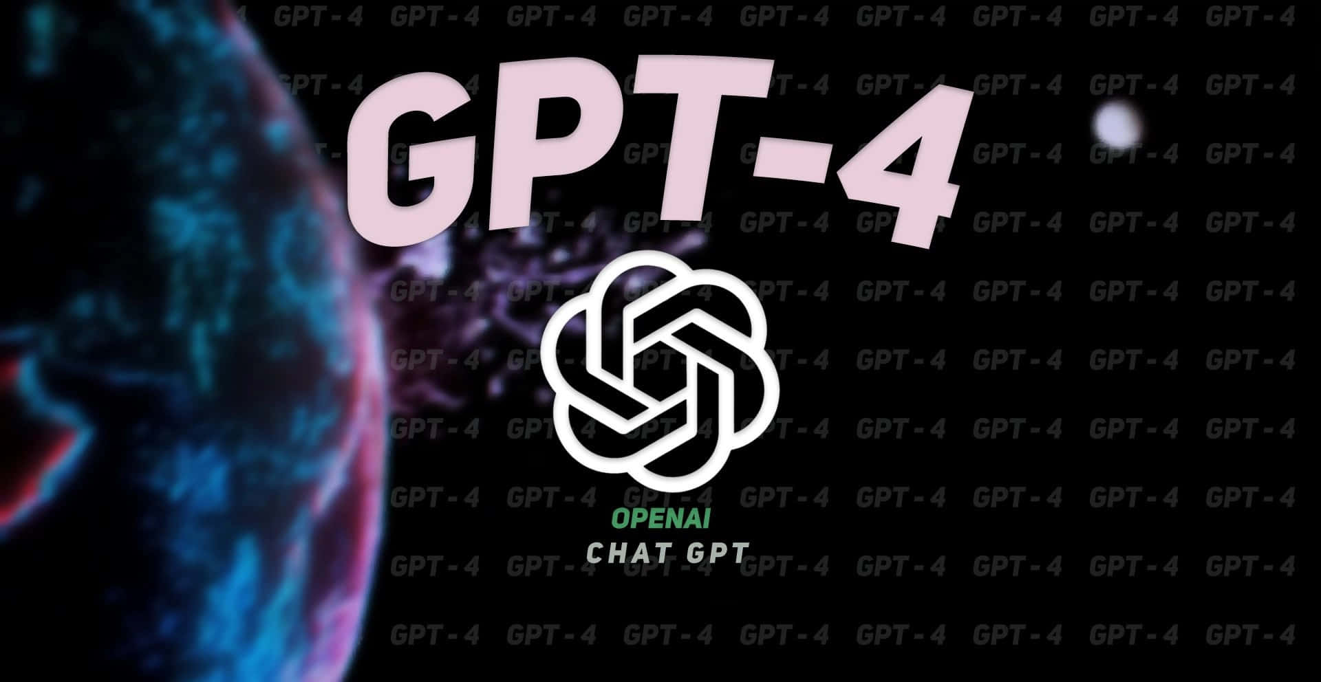 GPT-4, pink text, white OpenAI symbol, Full HD Desktop Wallpaper