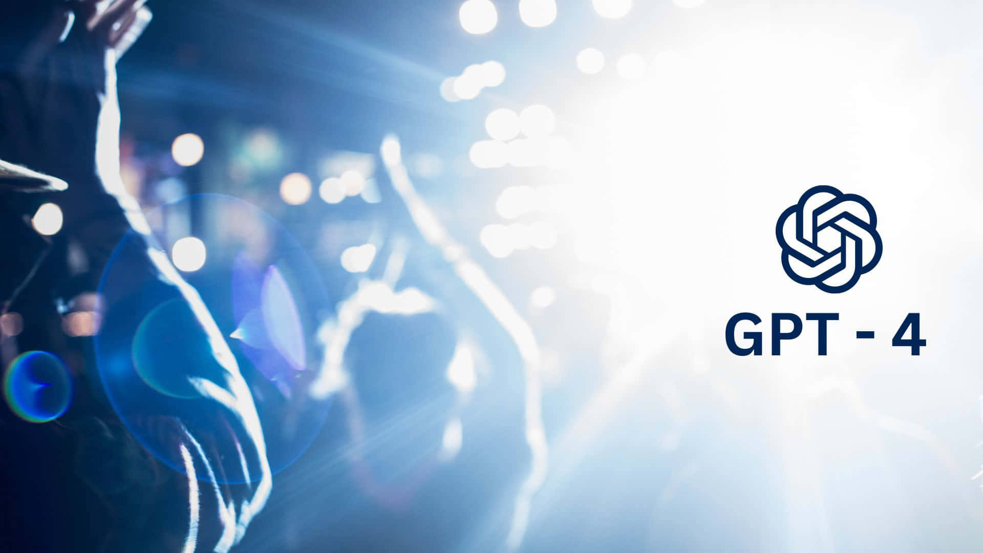 GPT-4, bright blue stage lights, lens flares, Full HD Desktop Wallpaper
