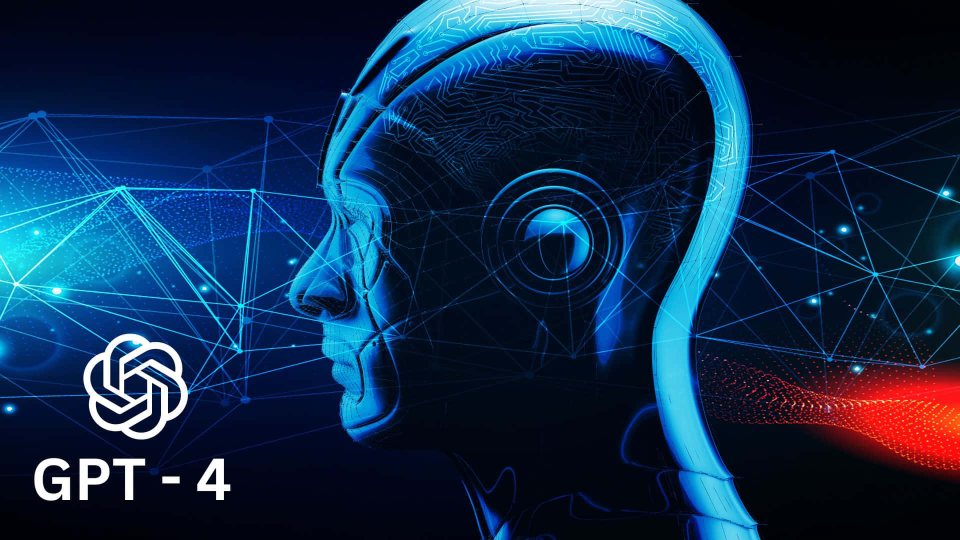 GPT-4, glowing blue digital human head, circuitry patterns, Full HD Desktop Wallpaper