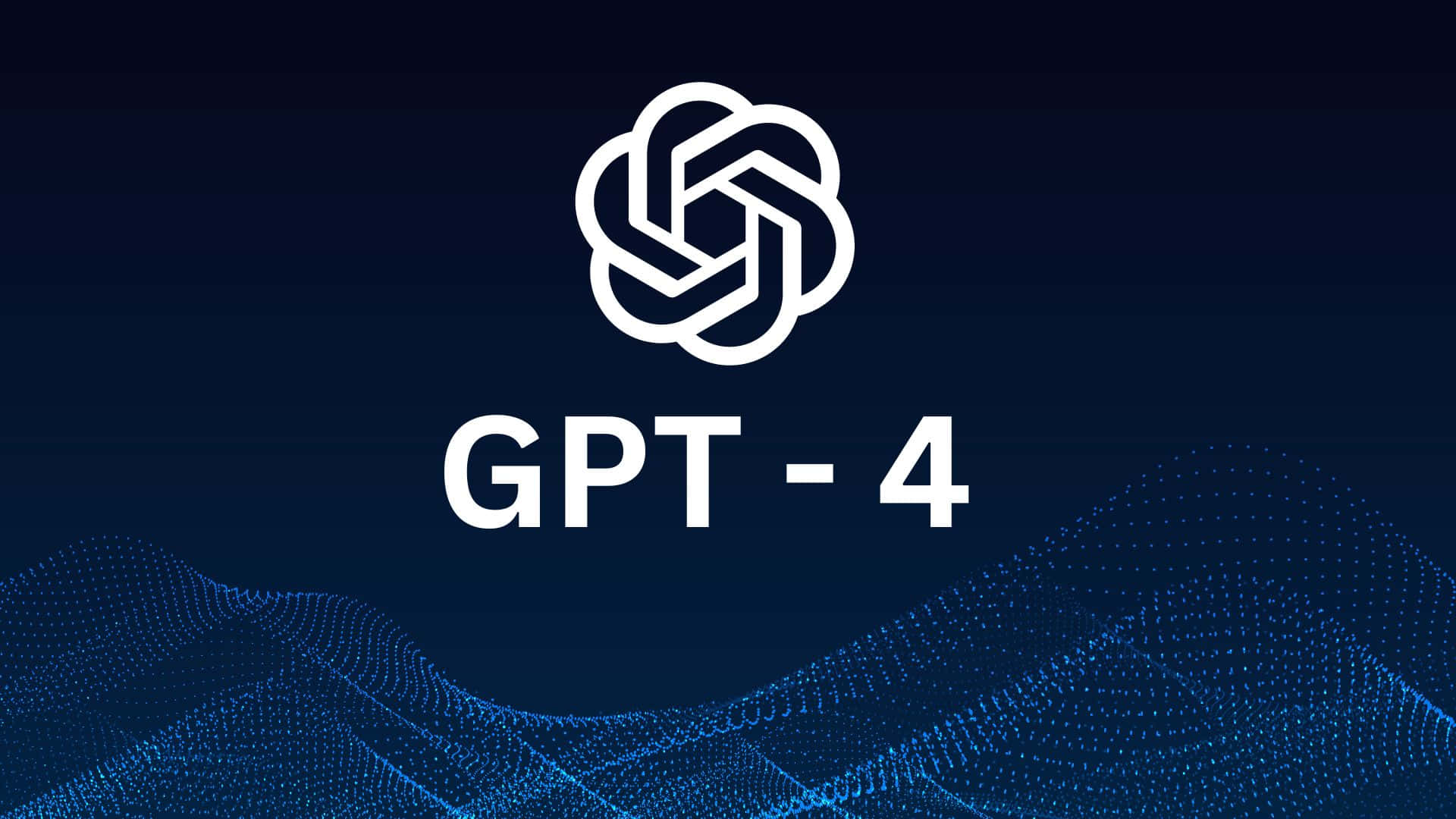 GPT-4, white logo, glowing blue particle waves, Full HD Desktop Wallpaper