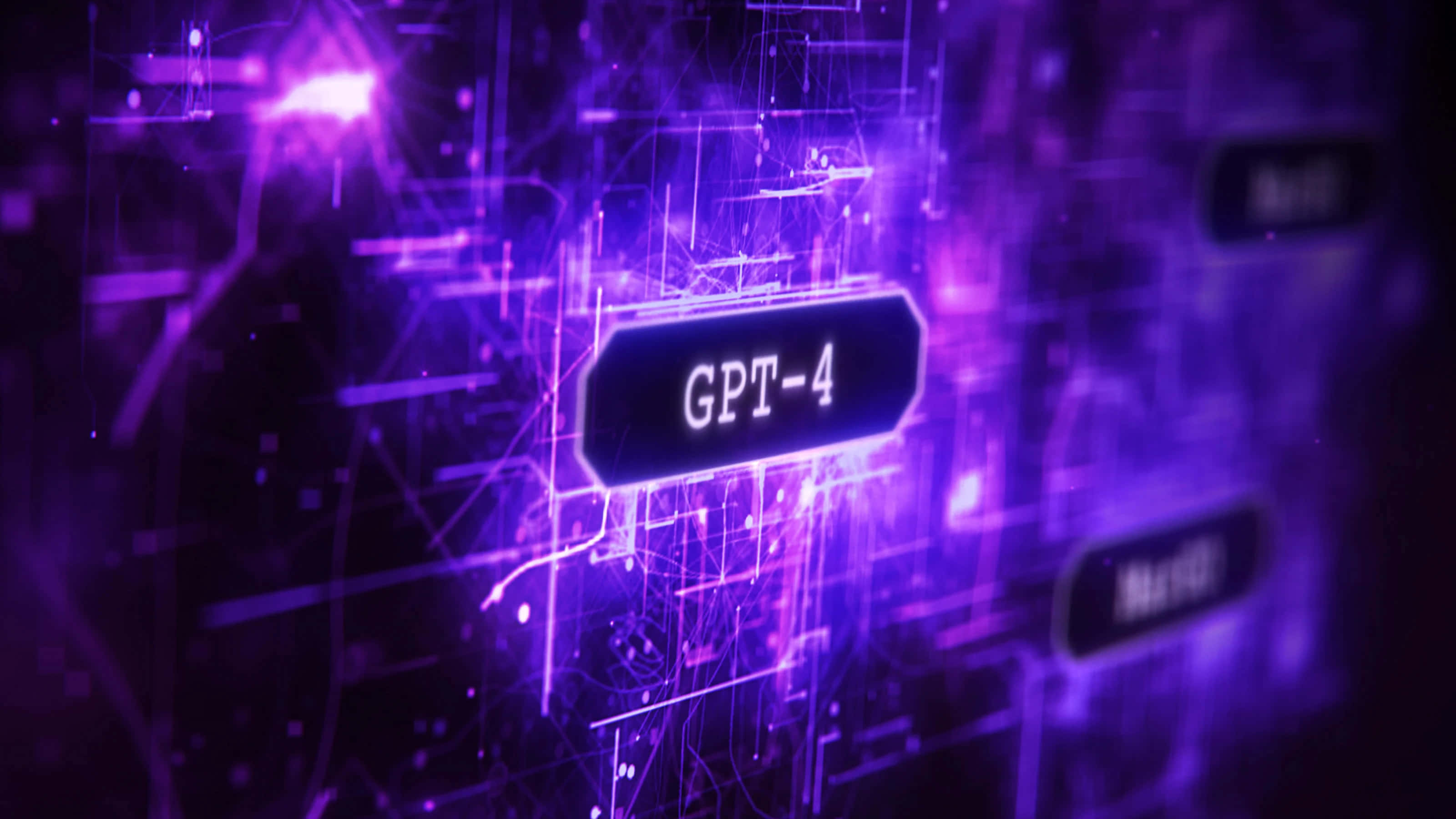 GPT-4, glowing purple digital interface, neon lines, 2K Desktop Wallpaper