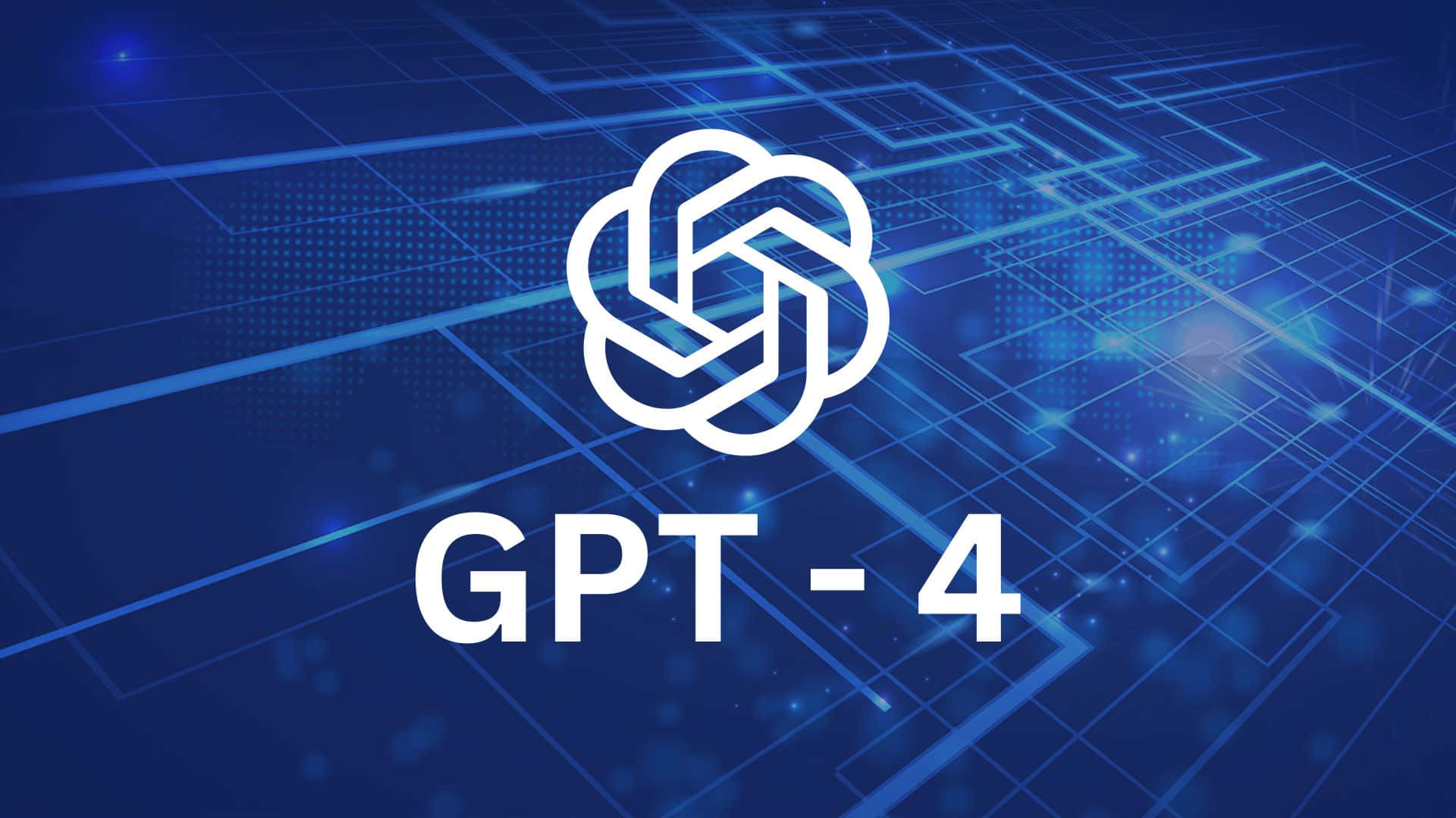 GPT-4, glowing white GPT-4 logo, futuristic blue circuit board, Full HD Desktop Wallpaper