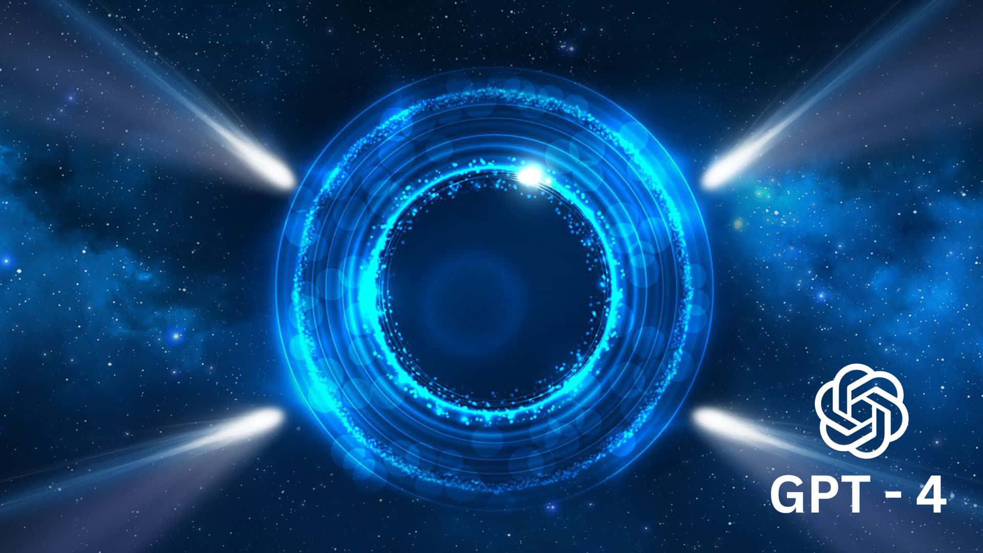 GPT-4, glowing blue circular portal, deep space, Full HD Desktop Wallpaper