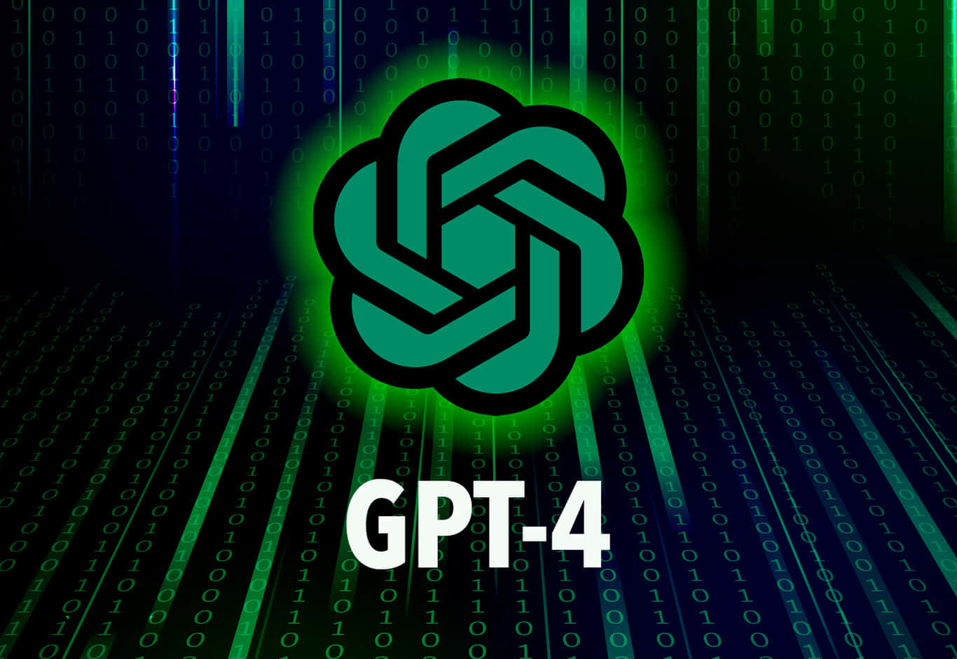 GPT-4, glowing green, dark background, HD Desktop Wallpaper