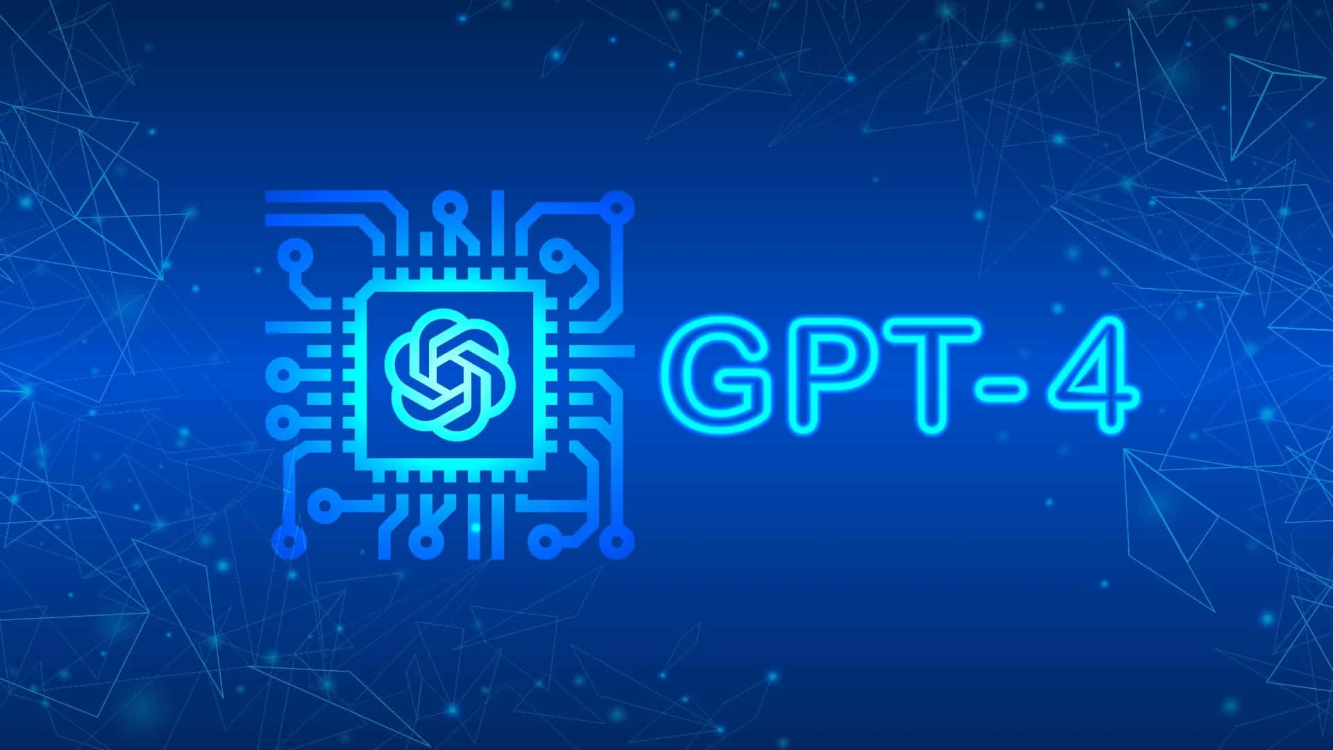 GPT-4, neon blue, dark blue digital background, Full HD Desktop Wallpaper