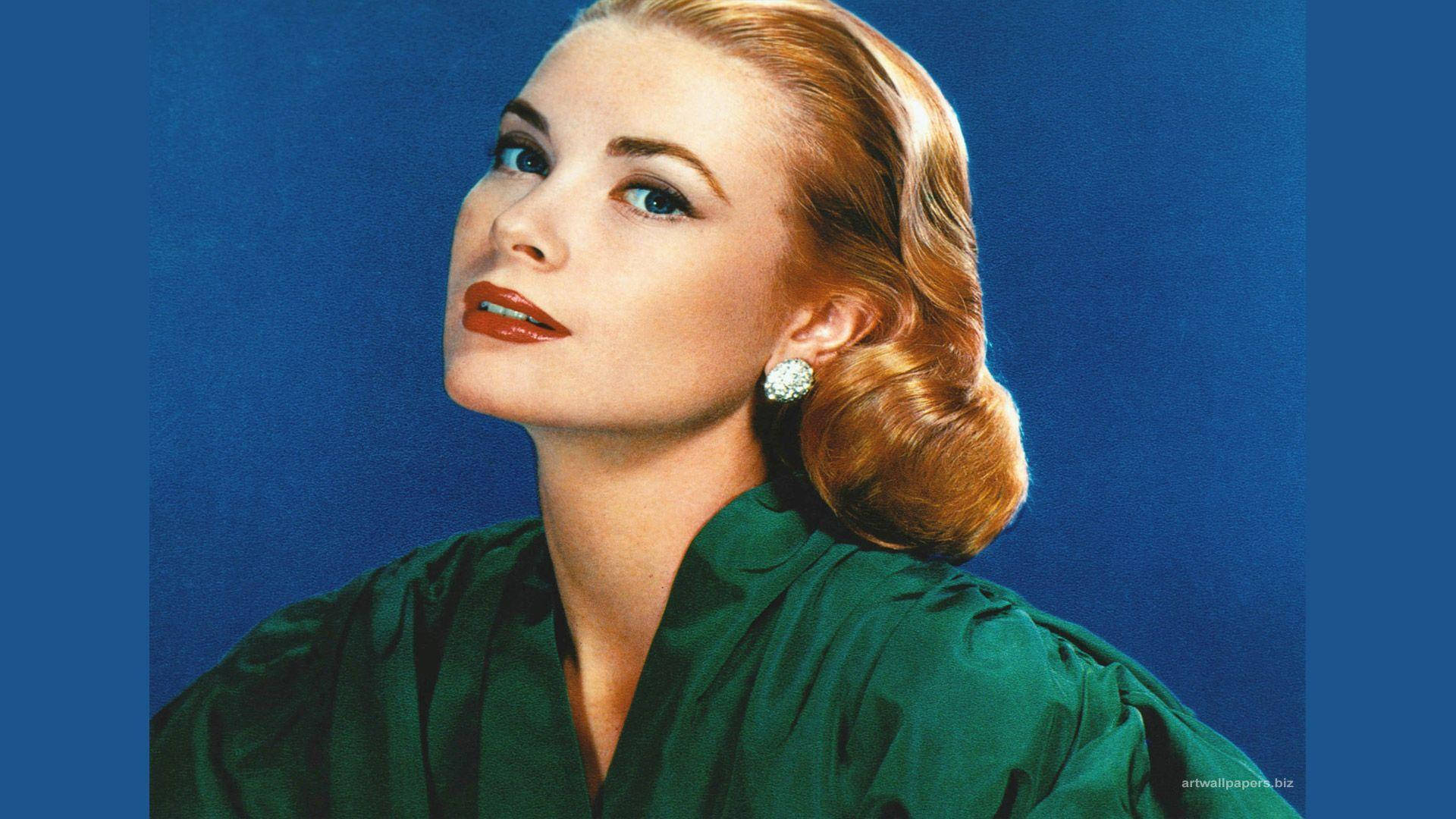 Grace Kelly, green, blonde hair, Full HD Desktop Wallpaper