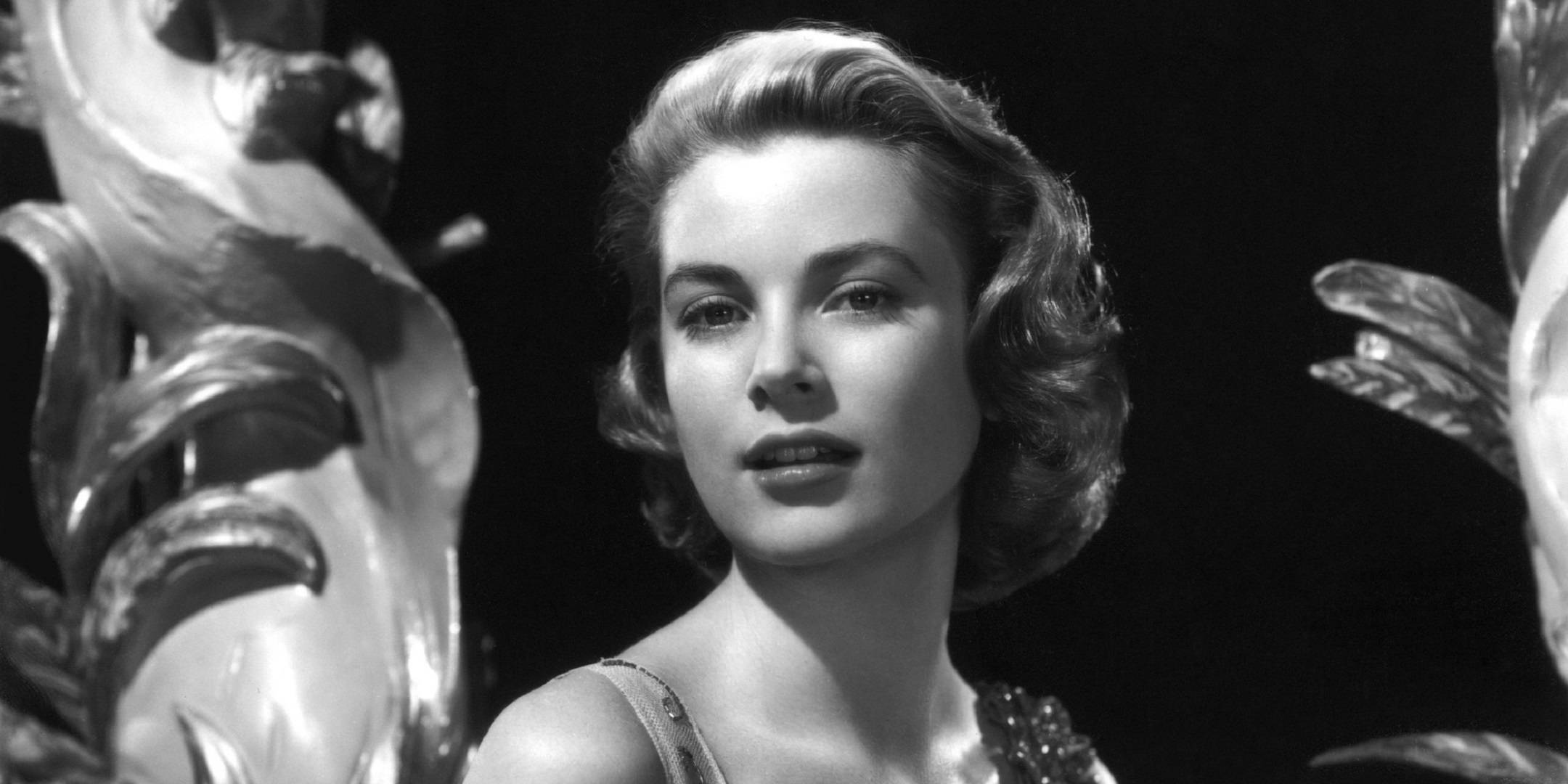 Grace Kelly, black and white portrait, ornate sculptures, Full HD Desktop Wallpaper