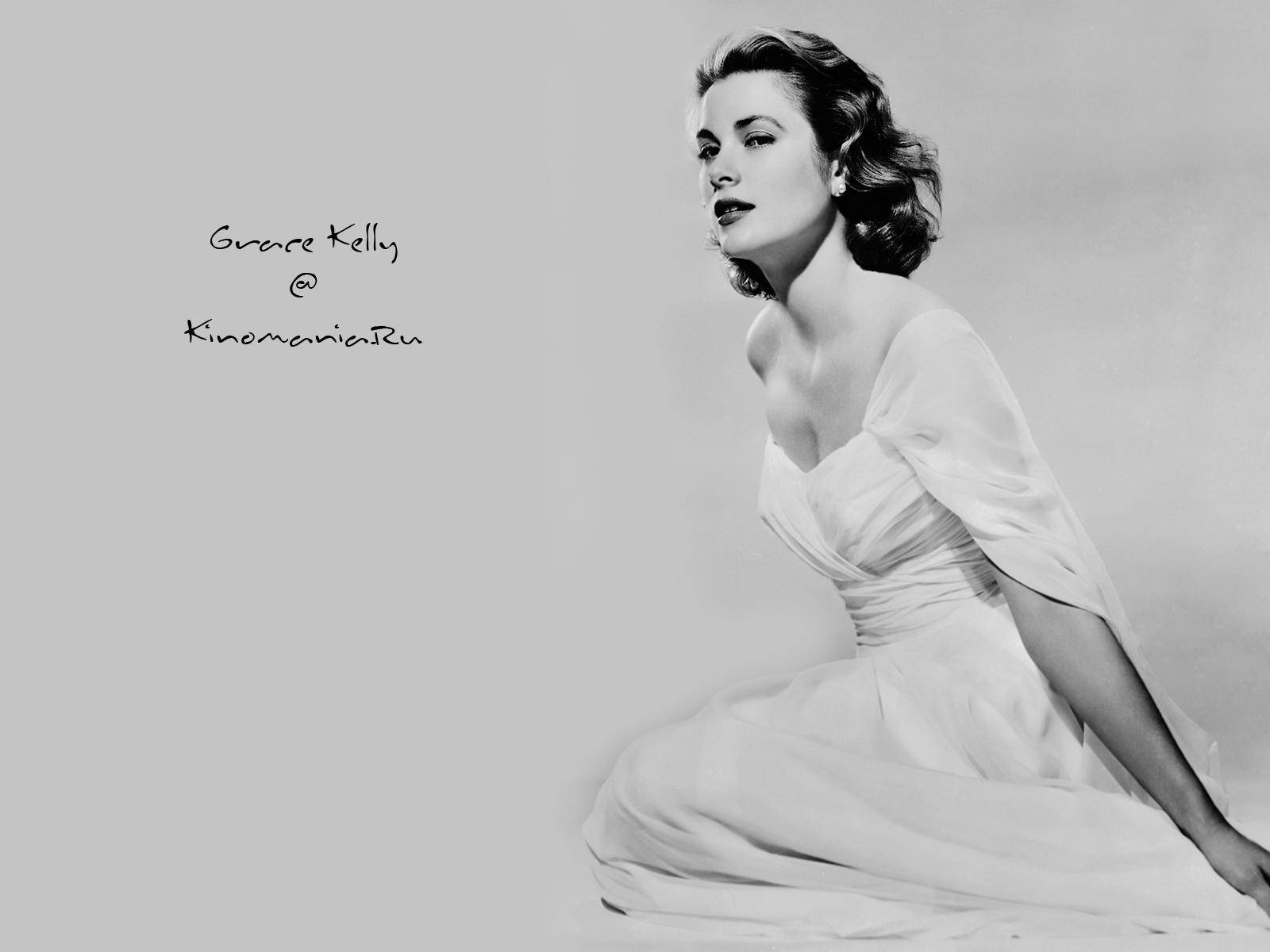 Grace Kelly, white gown, black and white portrait, HD Desktop Wallpaper