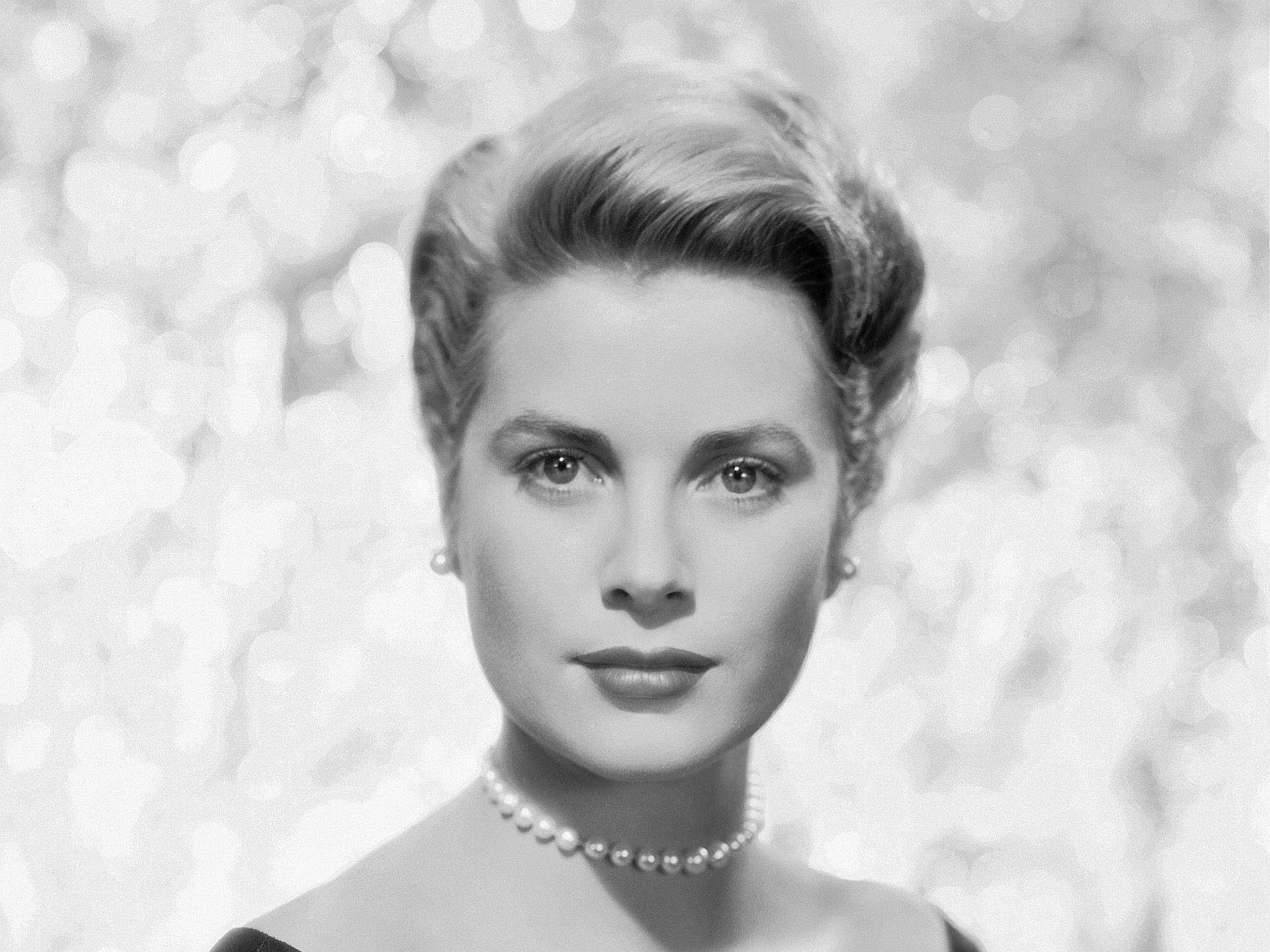 Grace Kelly, black and white portrait, poised woman, Full HD Desktop Wallpaper