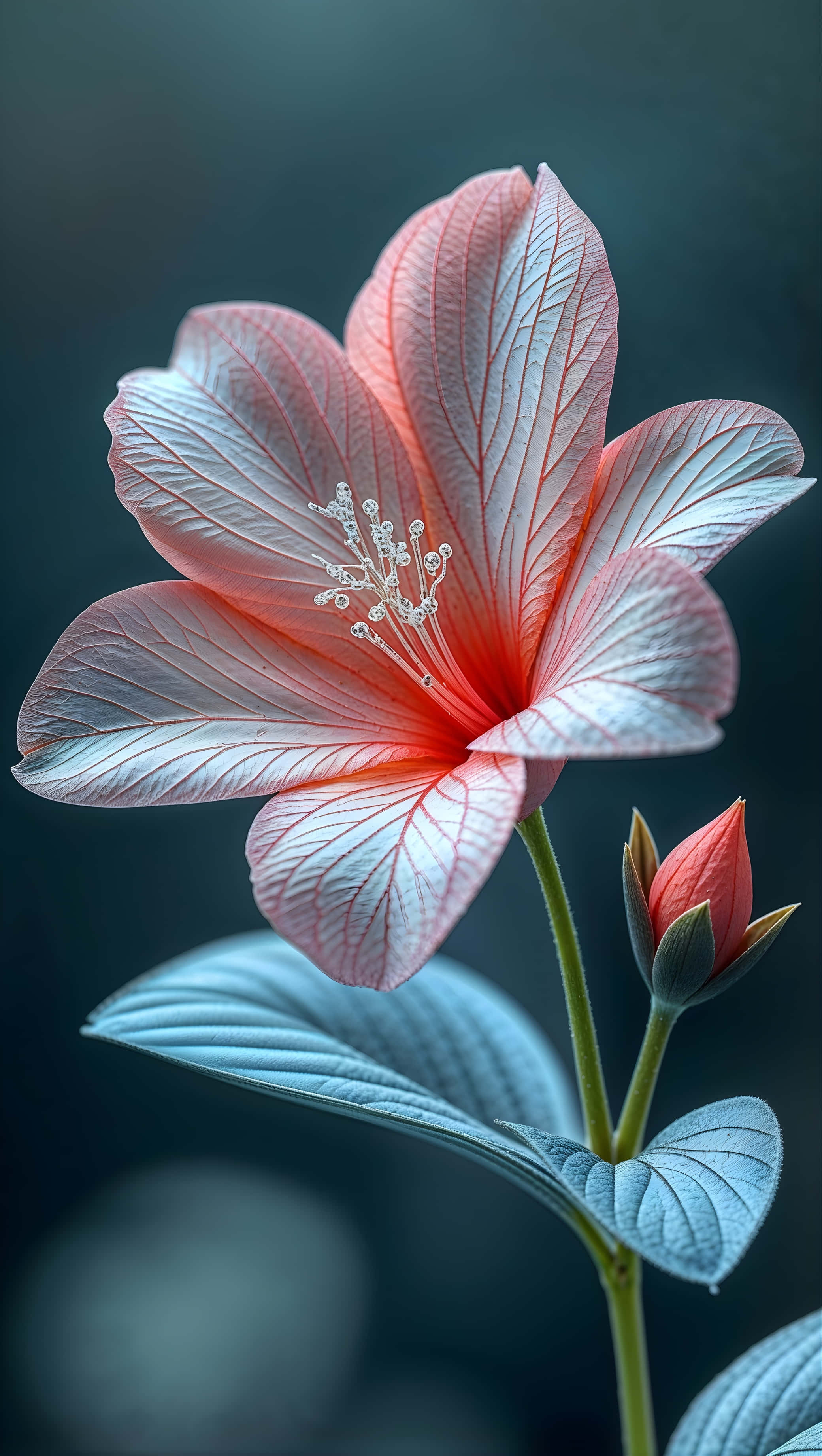 coral pink, white gradient, hibiscus, 2K Phone Wallpaper