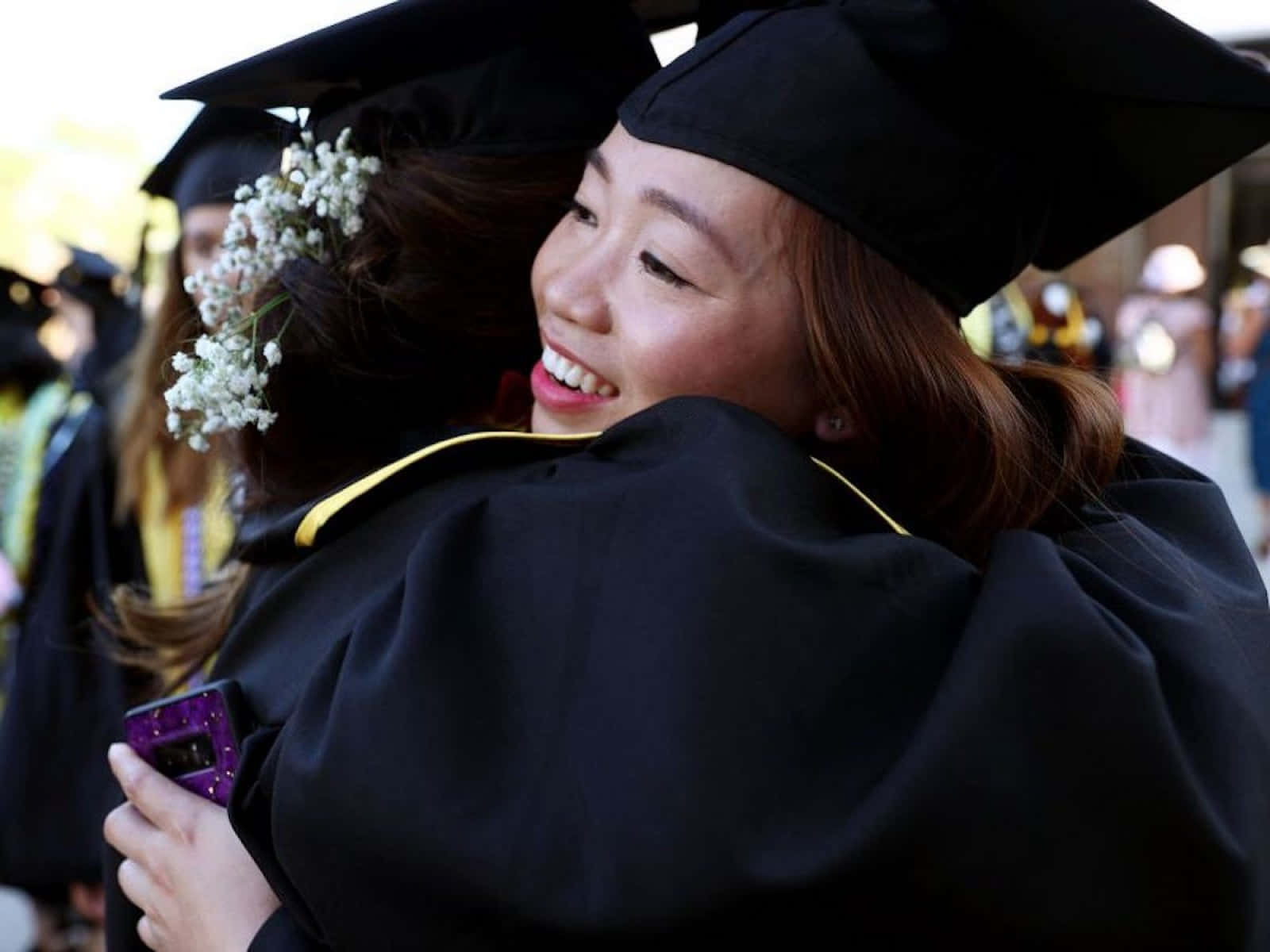 Graduation Ceremony, black caps and gowns, baby's breath, HD Desktop Wallpaper