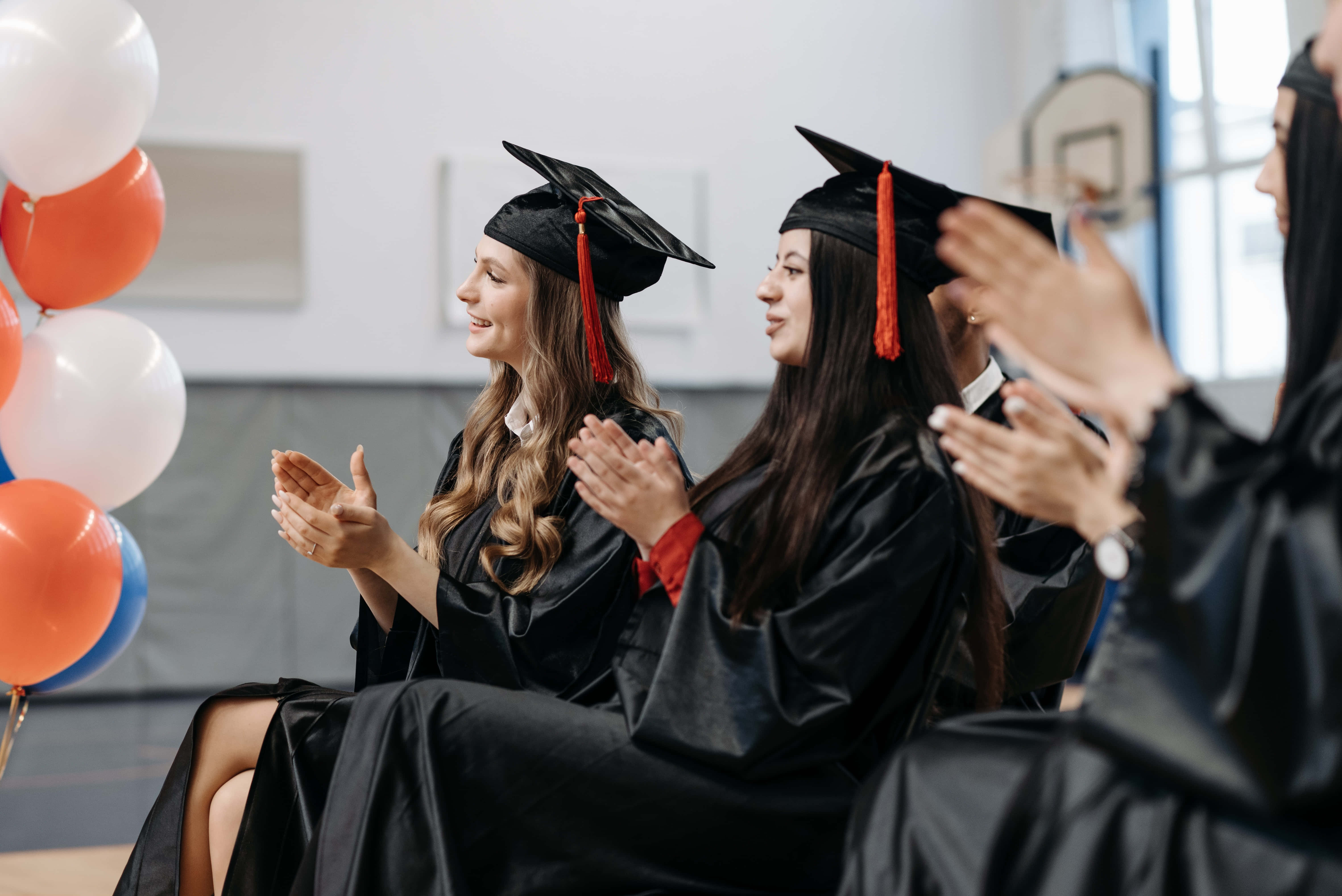 Graduation Ceremony, black caps, gowns, 5K Desktop Wallpaper