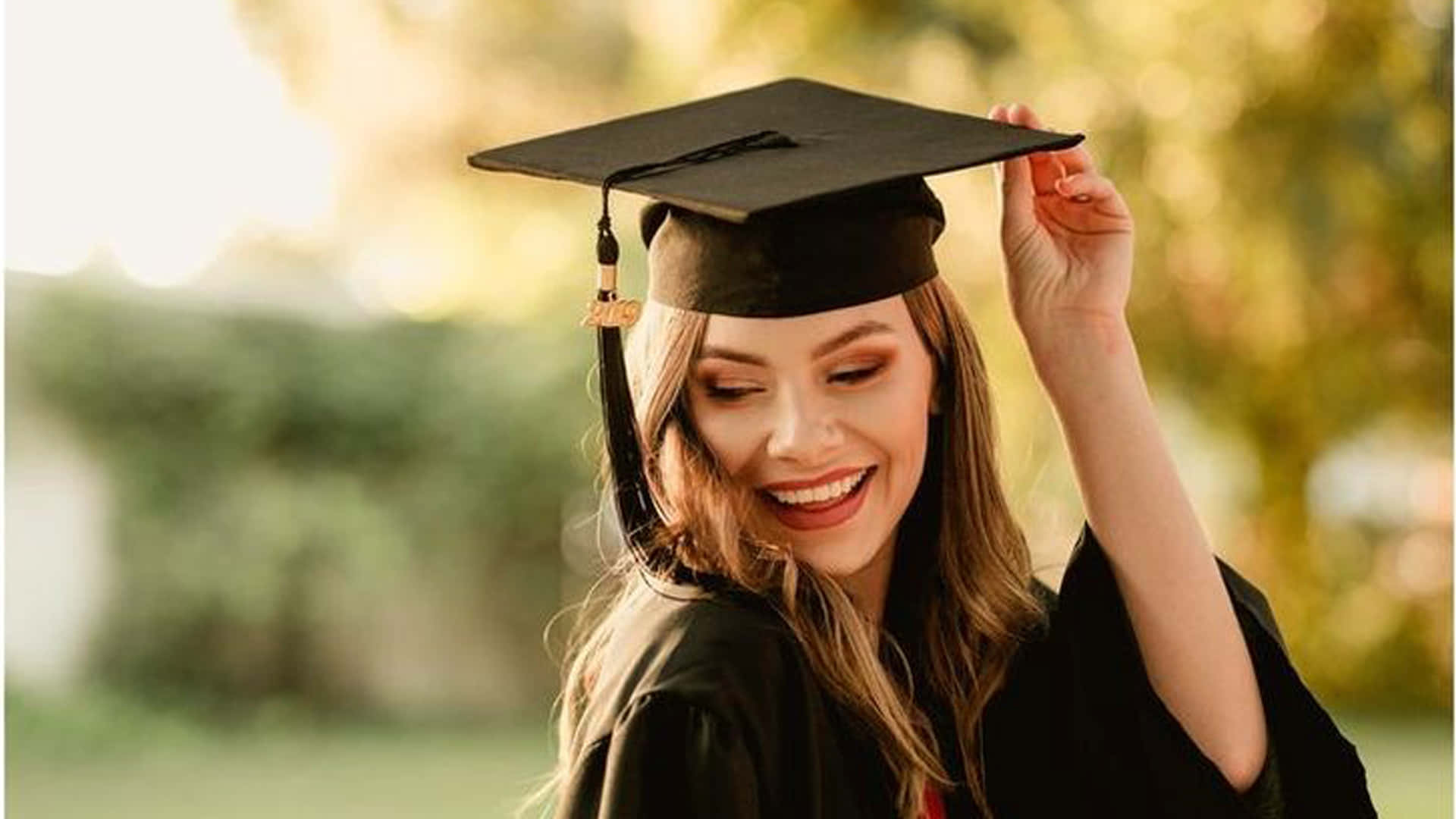 graduation ceremony, black cap and gown, mortarboard, Full HD Desktop Wallpaper