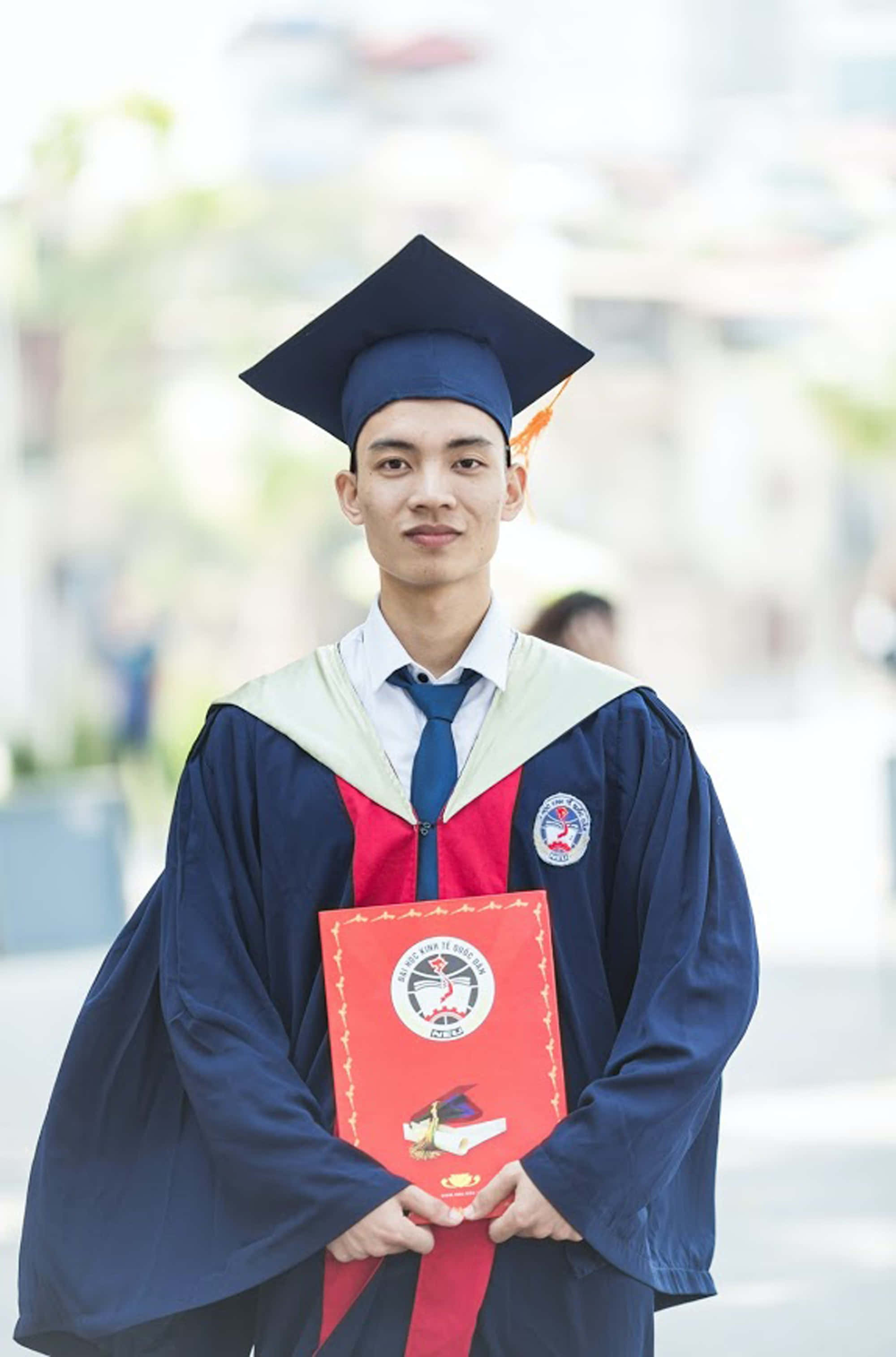 Triumph of education, Graduation Day, navy cap and gown, 2K Phone Wallpaper
