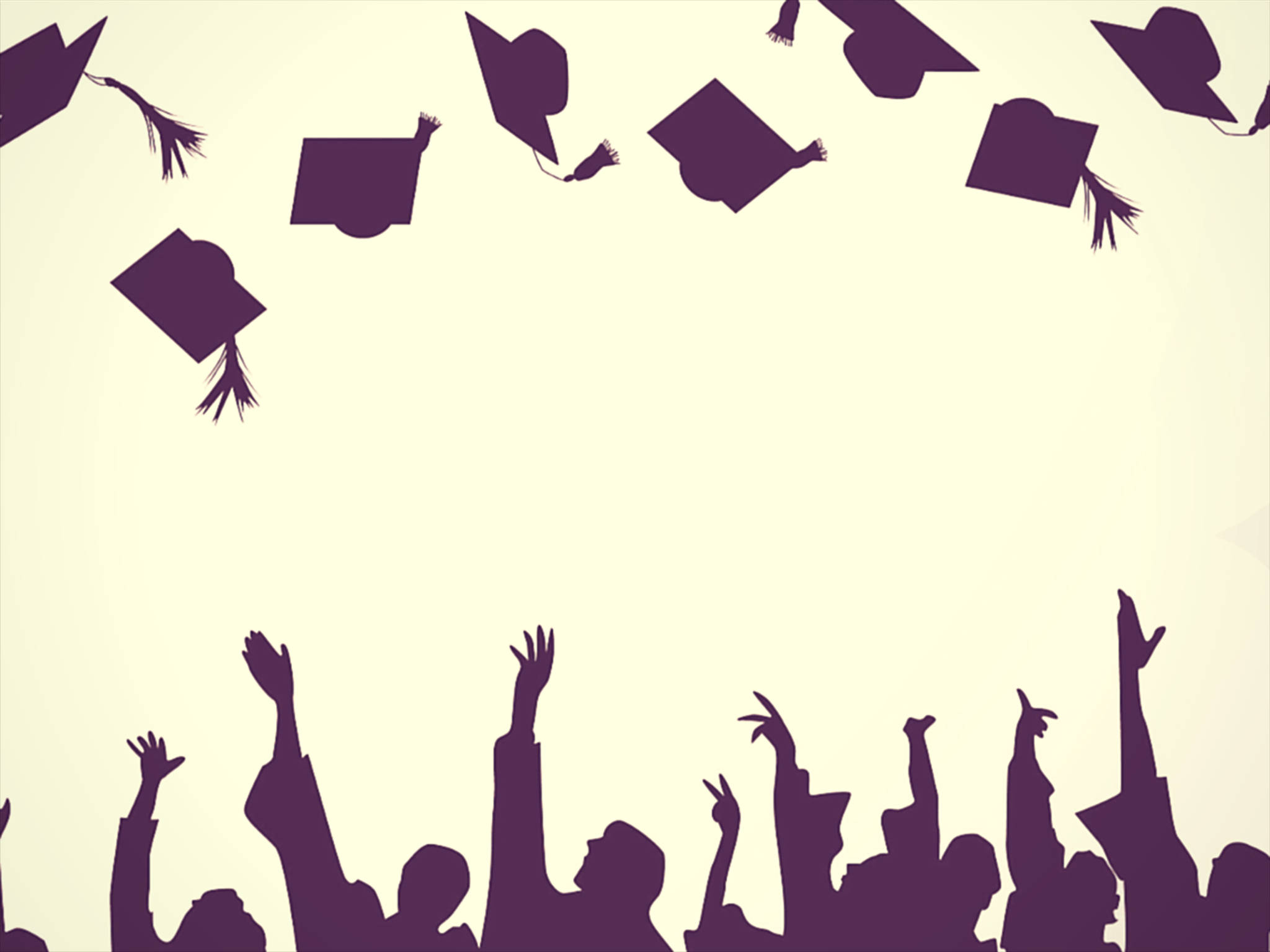 purple caps, soft cream background, graduates, Full HD Desktop Wallpaper
