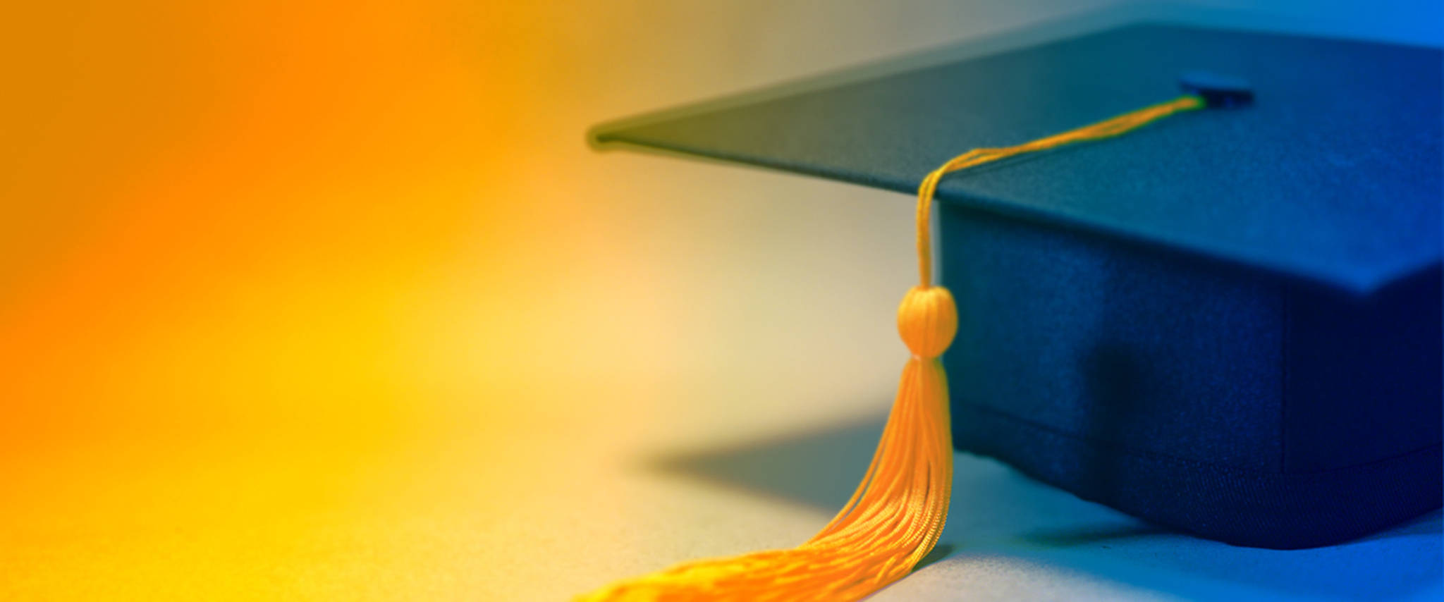 graduation cap, golden tassel, blue, Full HD Desktop Wallpaper