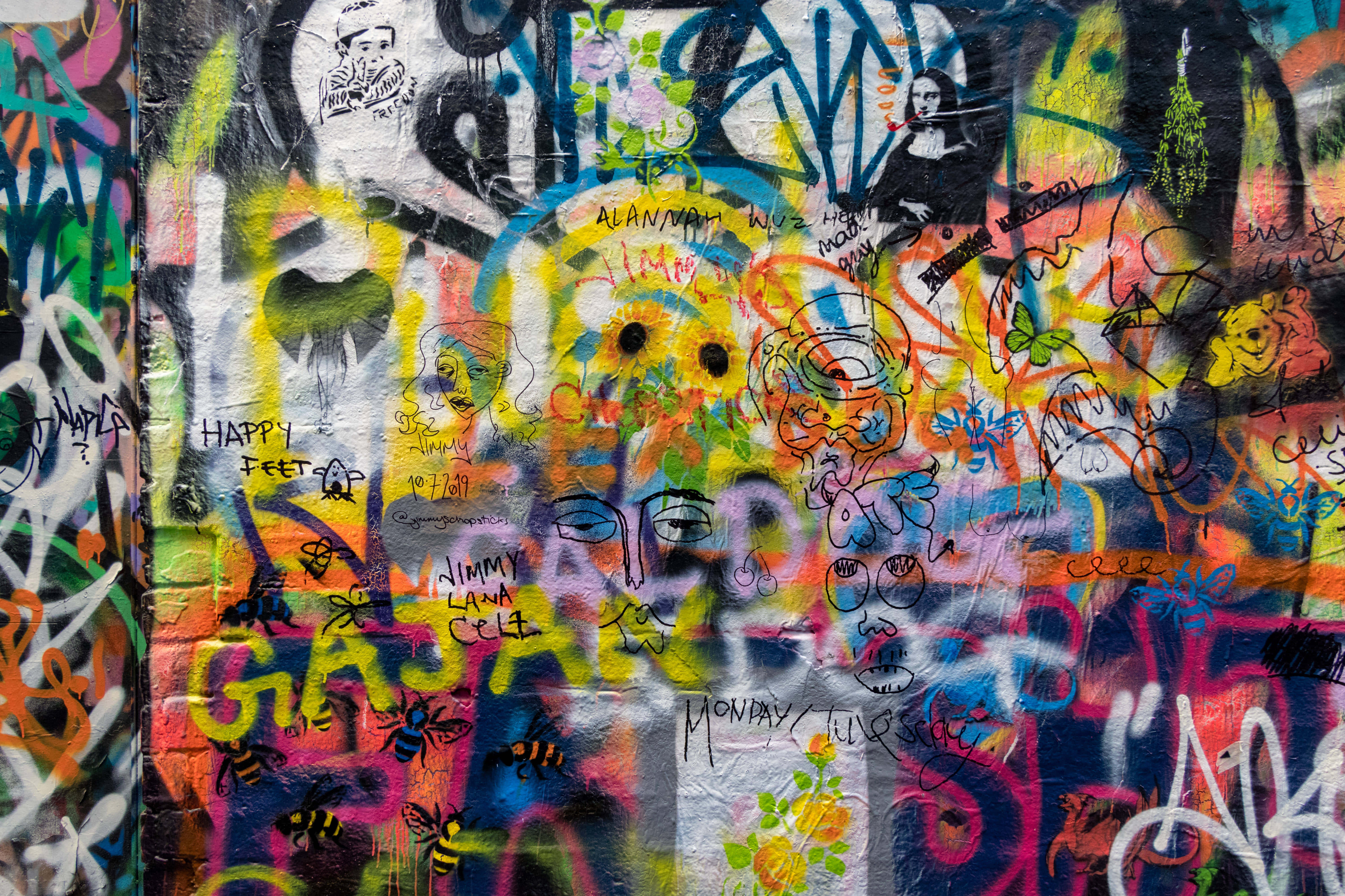 graffiti 4k, vibrant graffiti-covered wall, colorful tags, 5K Desktop Wallpaper