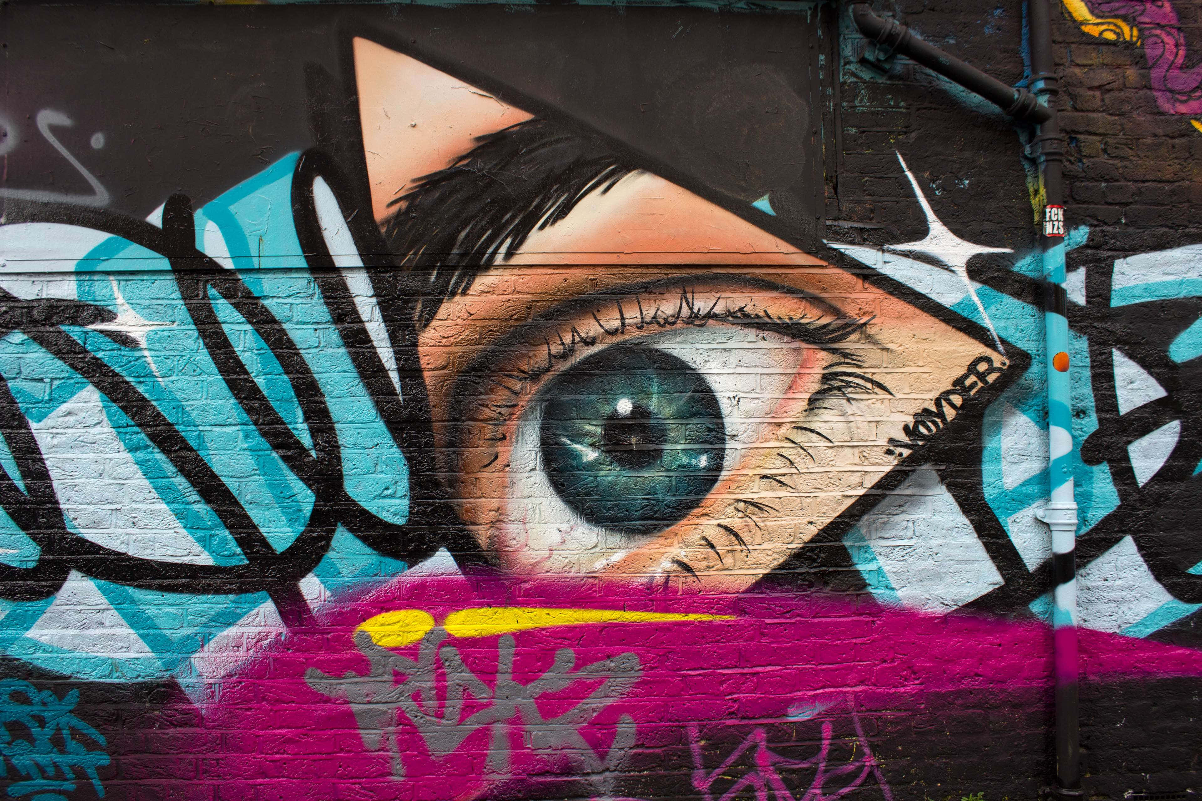 graffiti 4k, colorful graffiti mural, brick wall, 4K Desktop Wallpaper