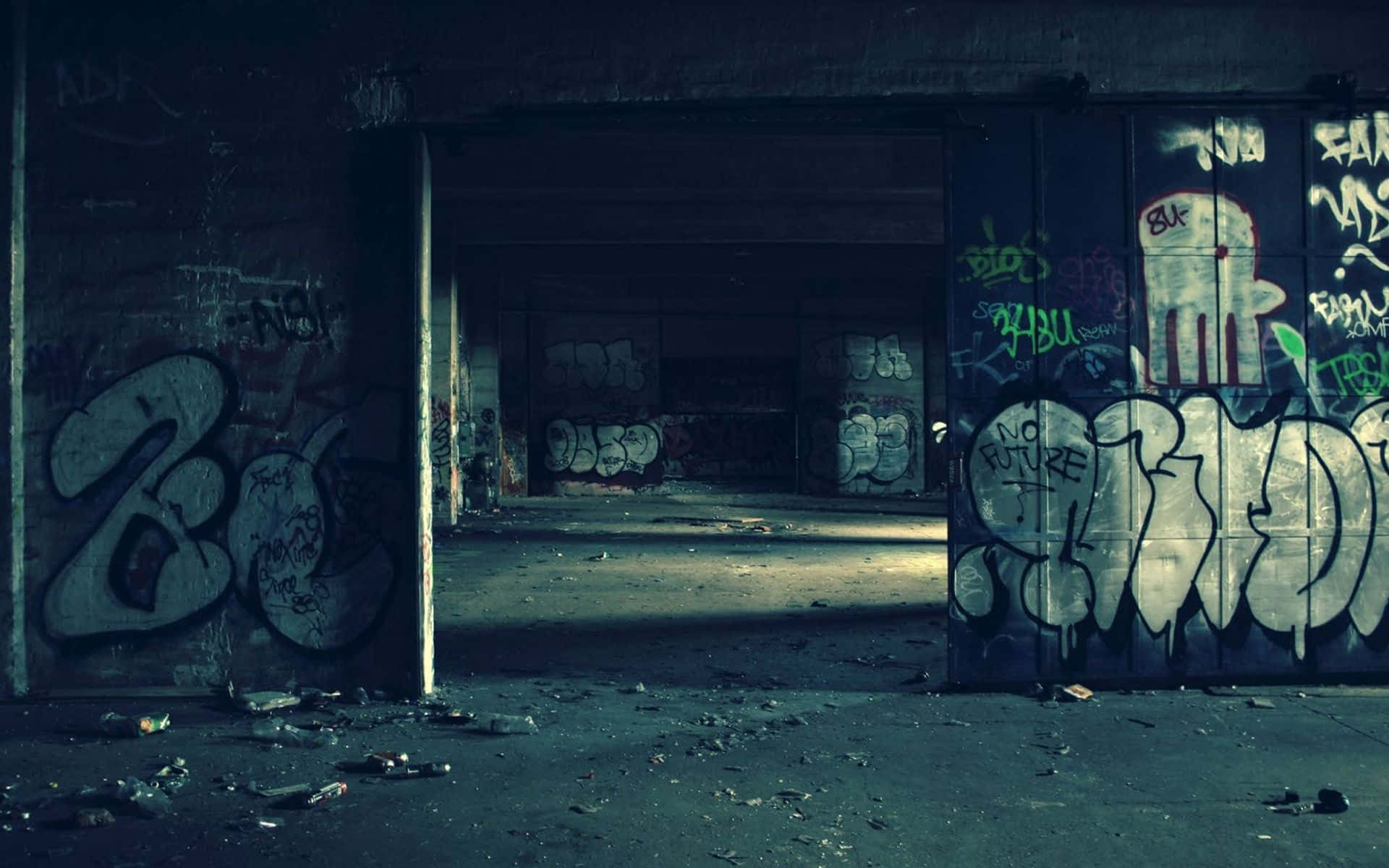 Graffiti Desktop, 1920 x 1200, abandoned warehouse entrance, Full HD Desktop Wallpaper