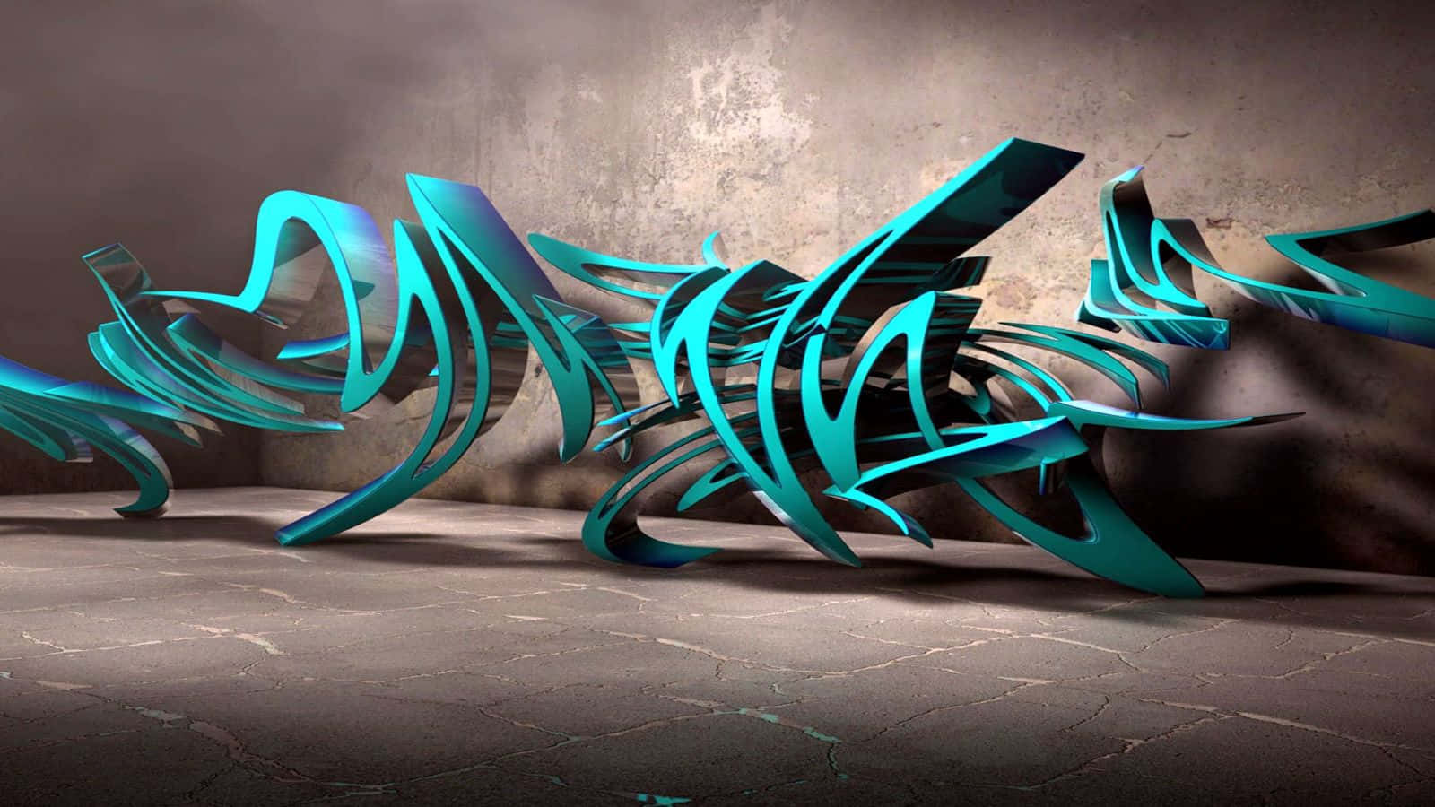 Graffiti Desktop, teal, metallic, HD Desktop Wallpaper