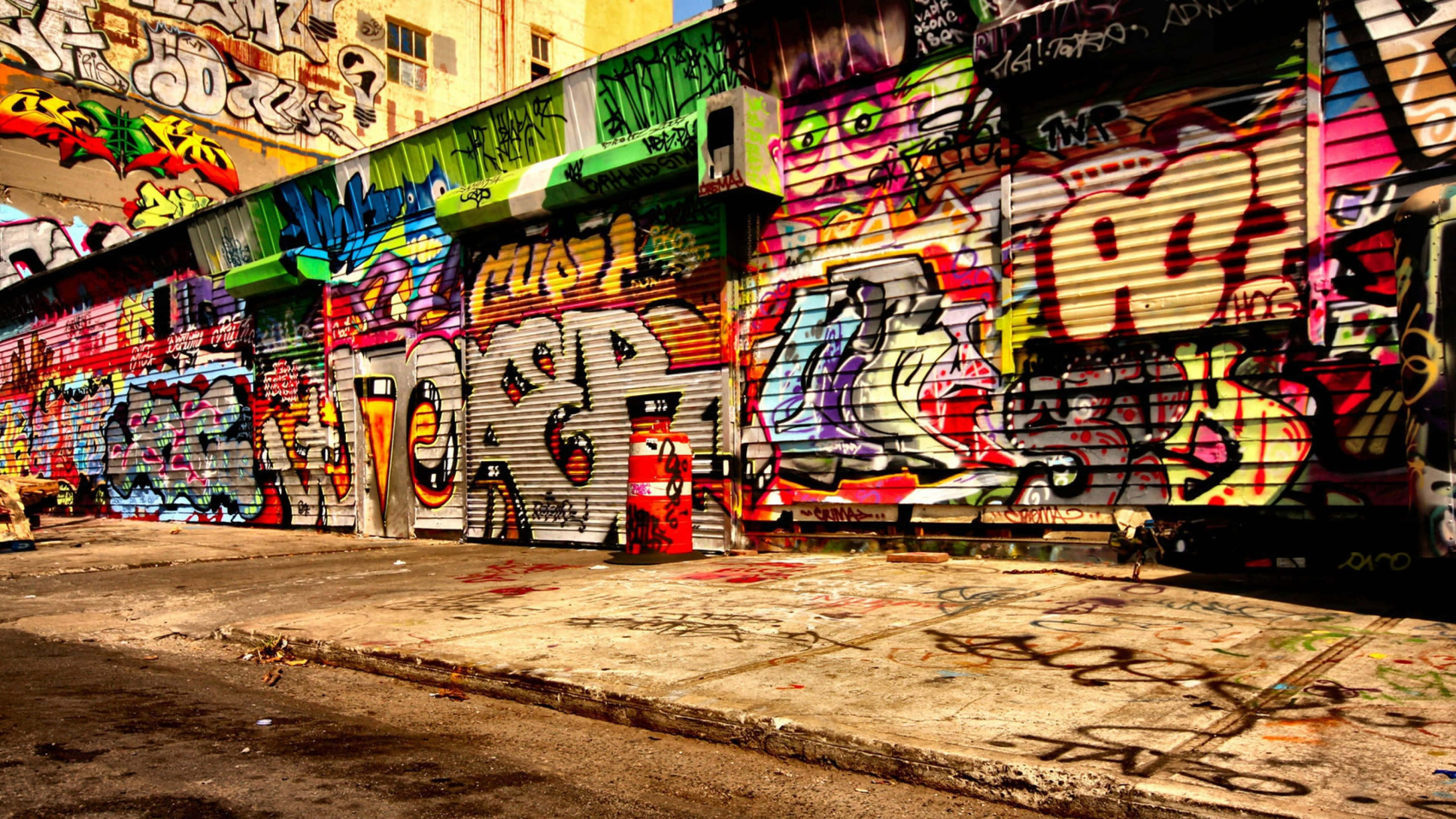 Graffiti Desktop, 3840 x 2160, gritty urban alleyway, 4K Desktop Wallpaper