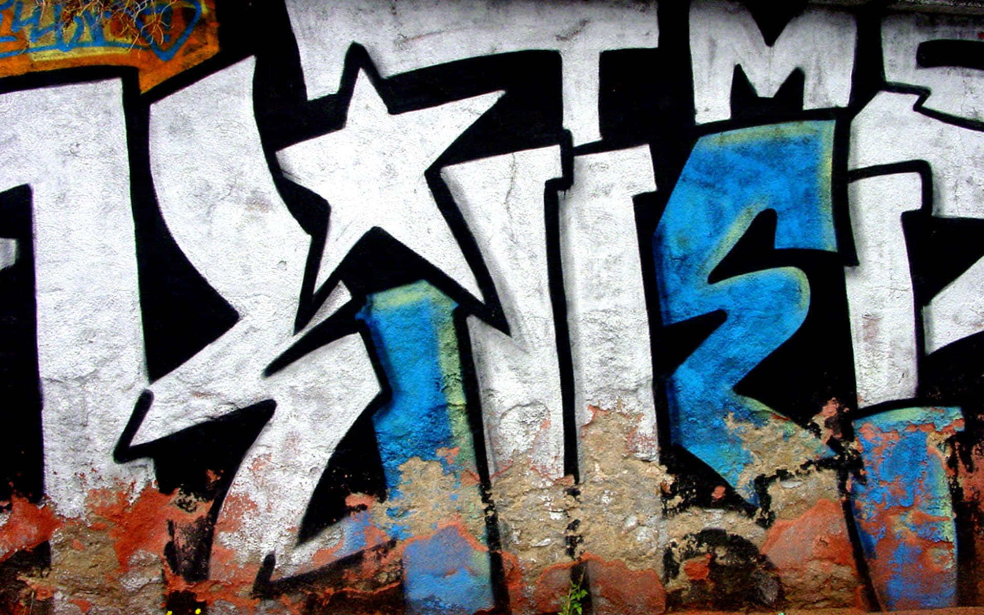 Graffiti Desktop, white spray paint, blue spray paint, Full HD Desktop Wallpaper