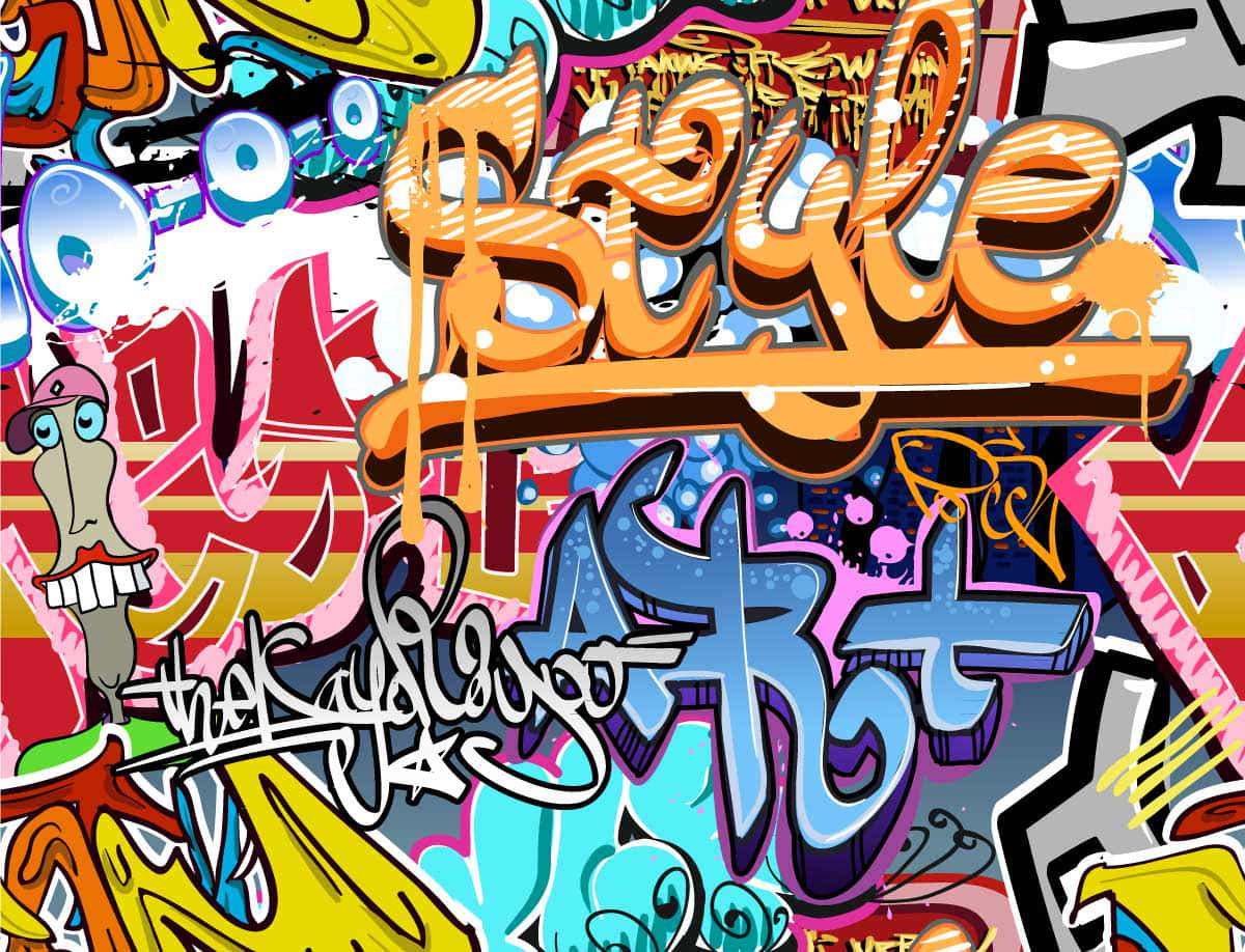 Graffiti Desktop, bold colors, stylized lettering, SD Desktop Wallpaper