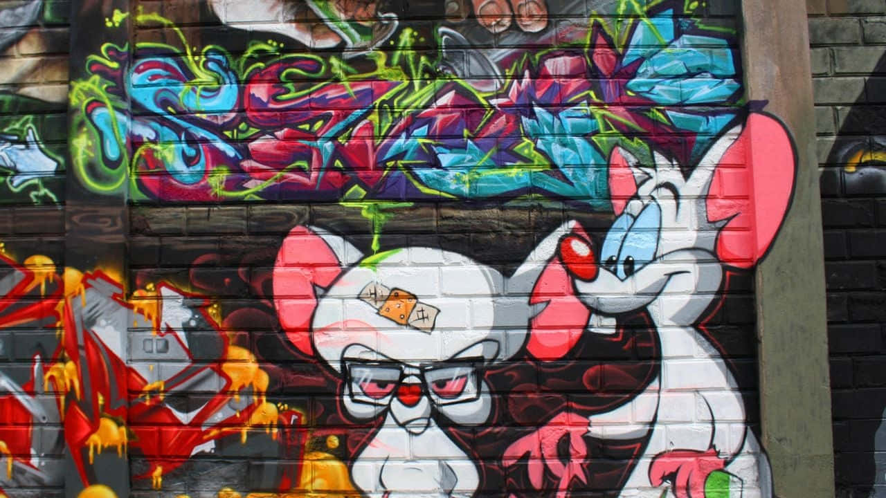 Graffiti Desktop, cartoon mice characters, bold colors, HD Desktop Wallpaper