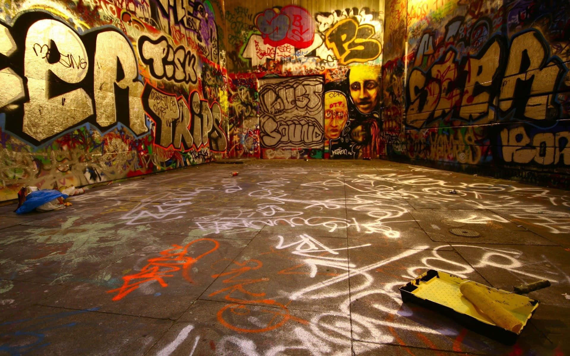 Graffiti Desktop, 1920 x 1200, underground room, Full HD Desktop Wallpaper