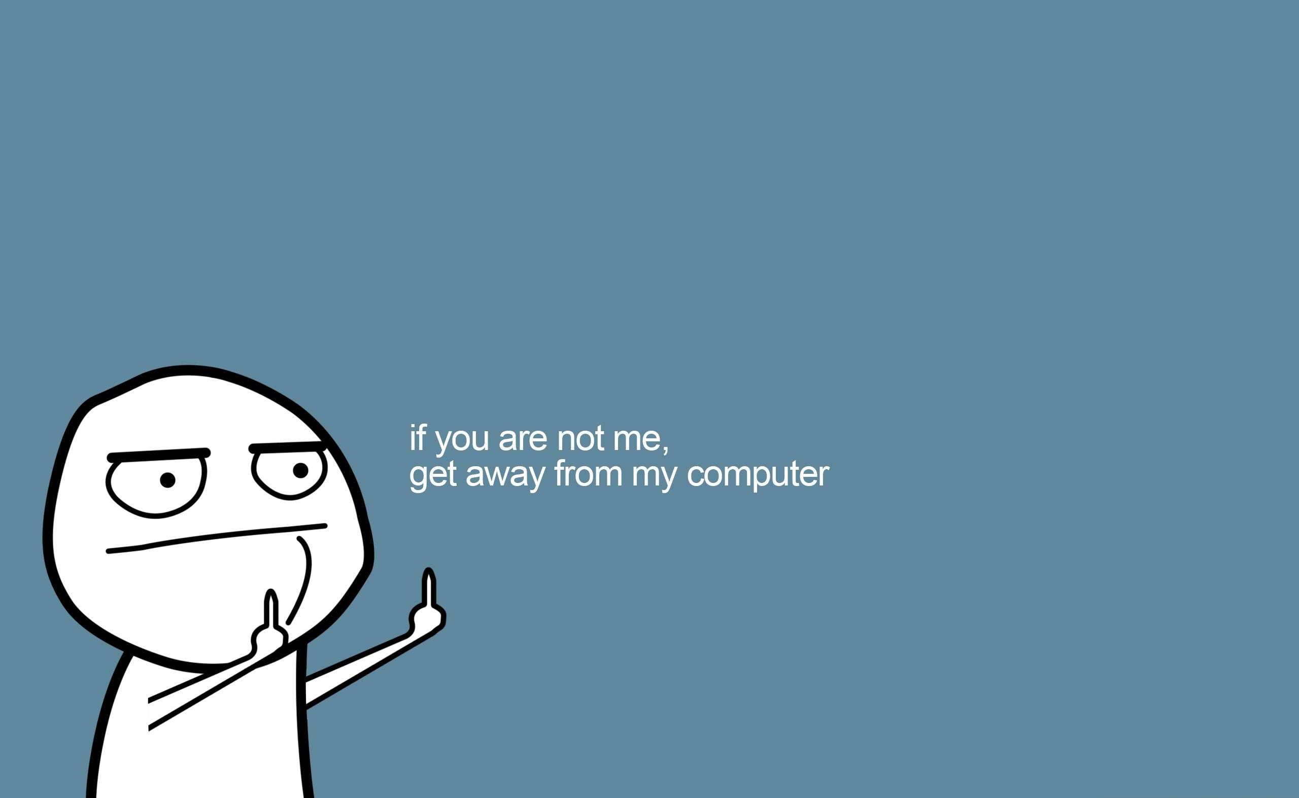 Get Away Funny Desktop, minimalist cartoon character, stern expression, 2K Desktop Wallpaper