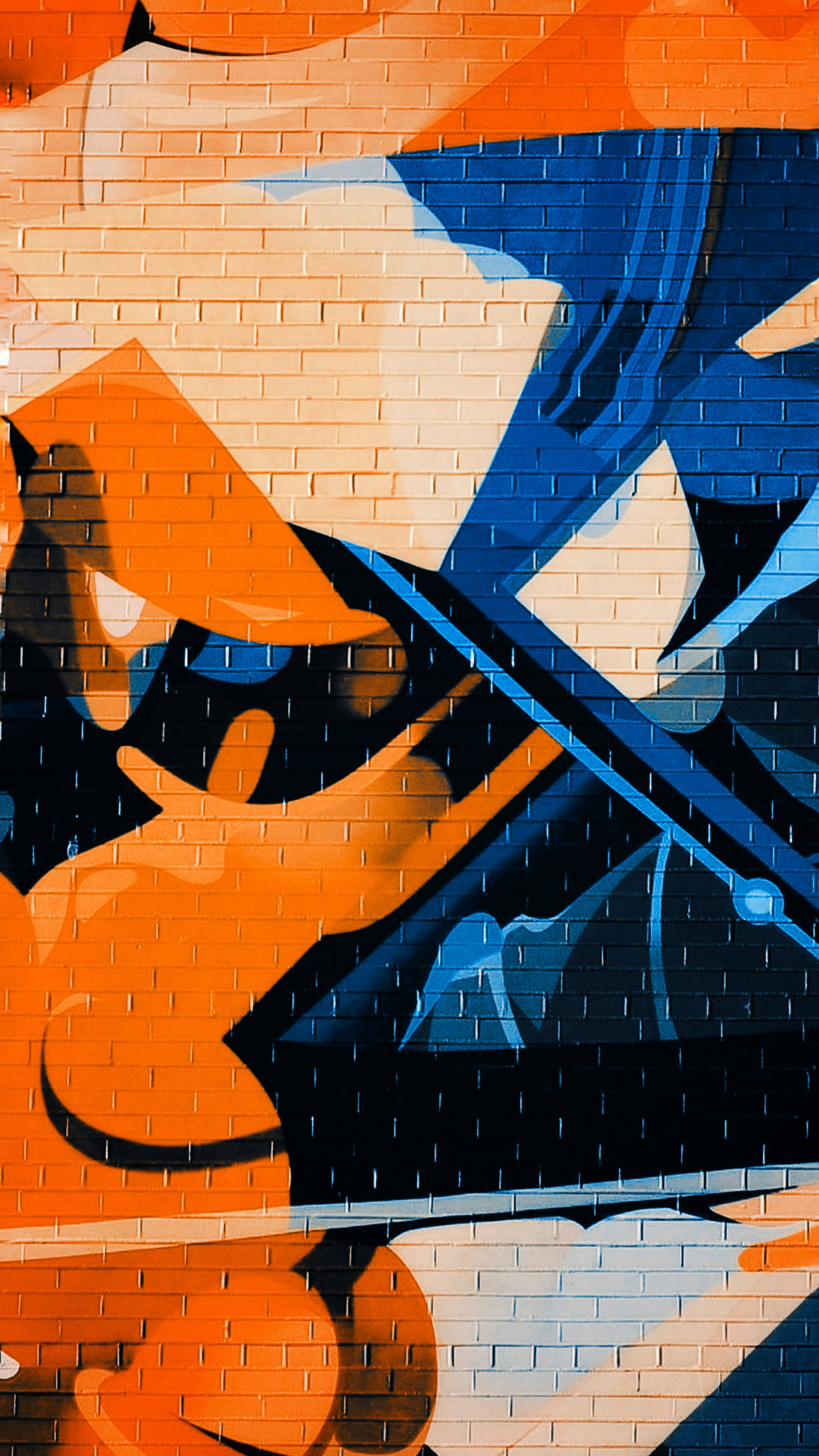 blue, orange, graffiti, 4K Phone Wallpaper